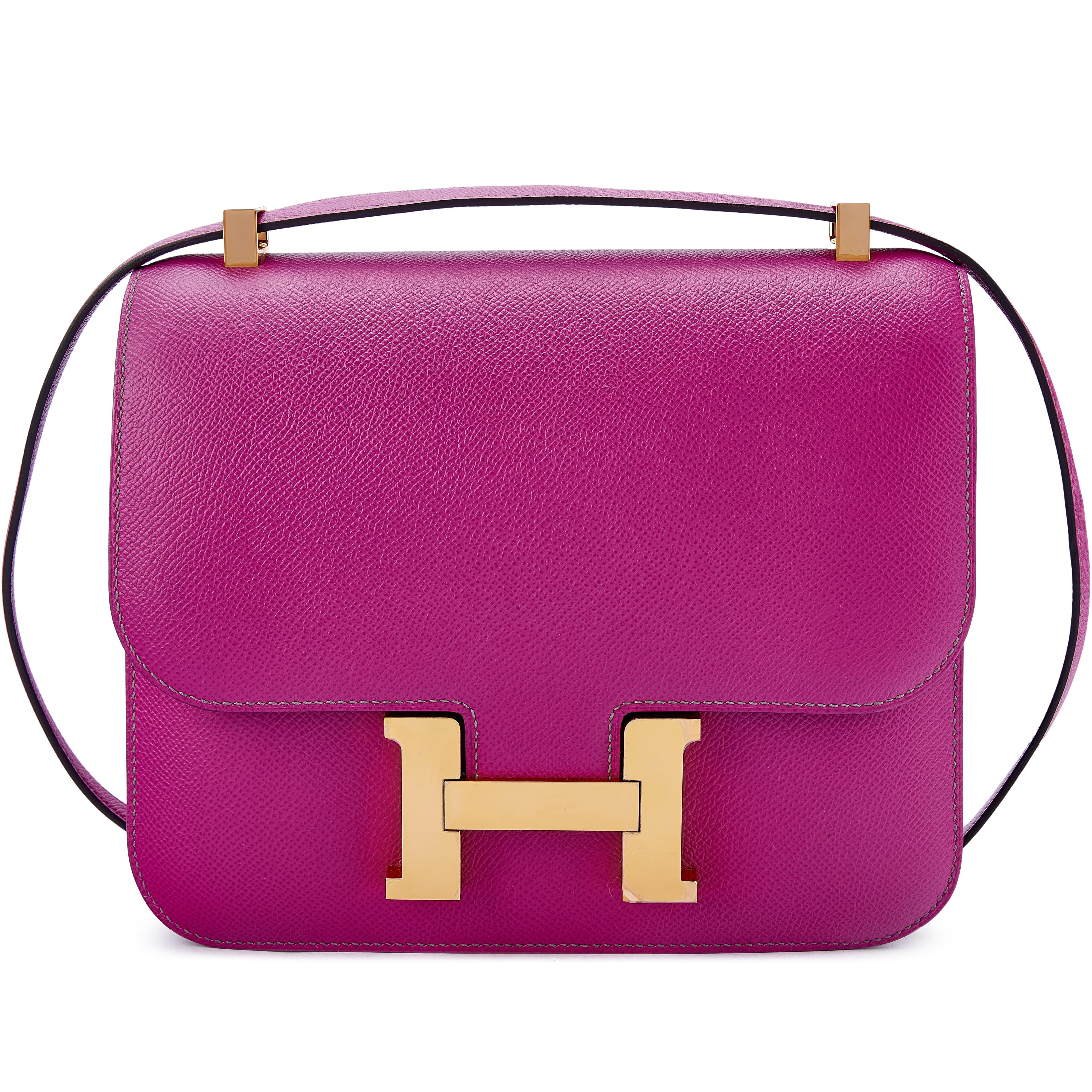 Hermès Rose Pourpre And Anemone Epsom HSS Constance 24 Gold