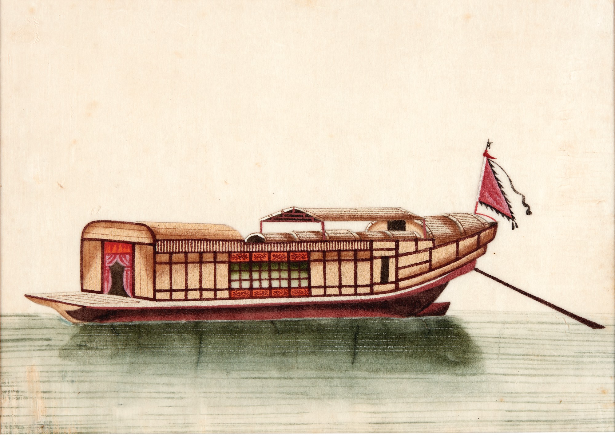 Four framed paintings of Chinese boats, c.1850 Travel, Atlases, Maps