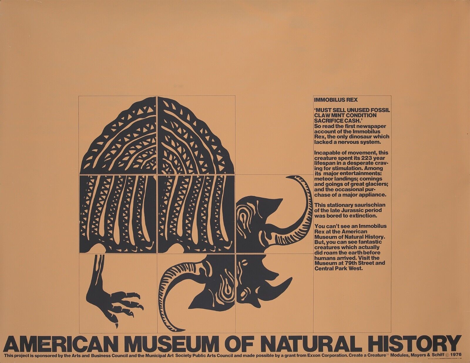 Vintage American Museum Of Natural History Immobilus Rex Poster
