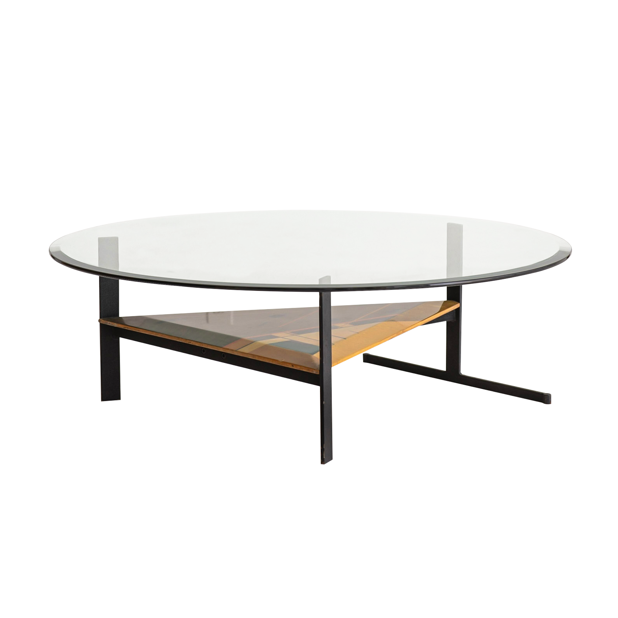 Giovanni Offredi Vintage Wood Inlaid And Iron Coffee Table Available