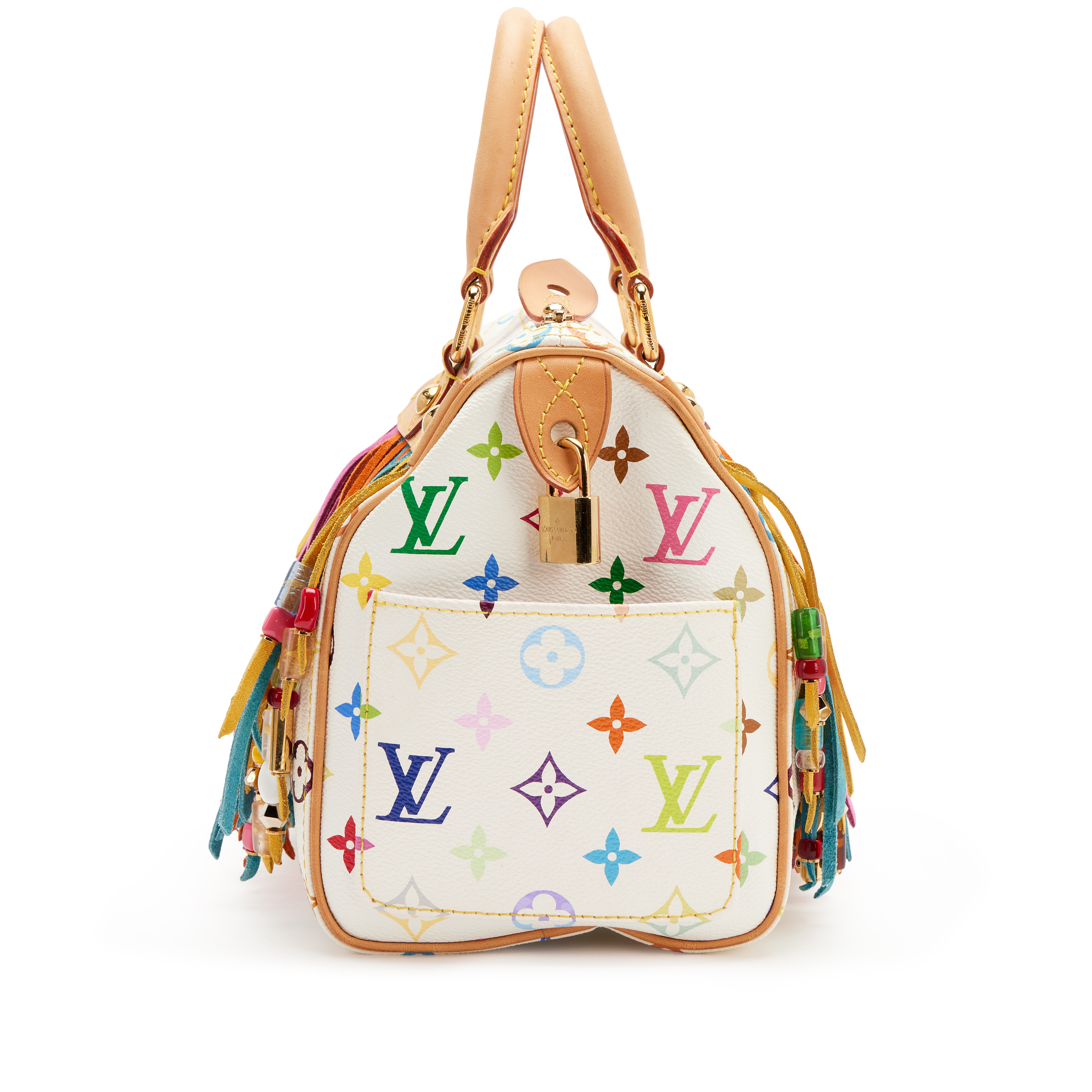 Louis Vuitton Limited Edition White Monogram Multicolor Fringe