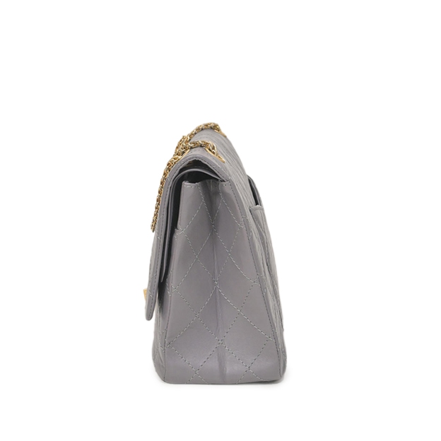 Chanel Grey Quilted Calfskin 2.55 Reissue 227 Double Flap
