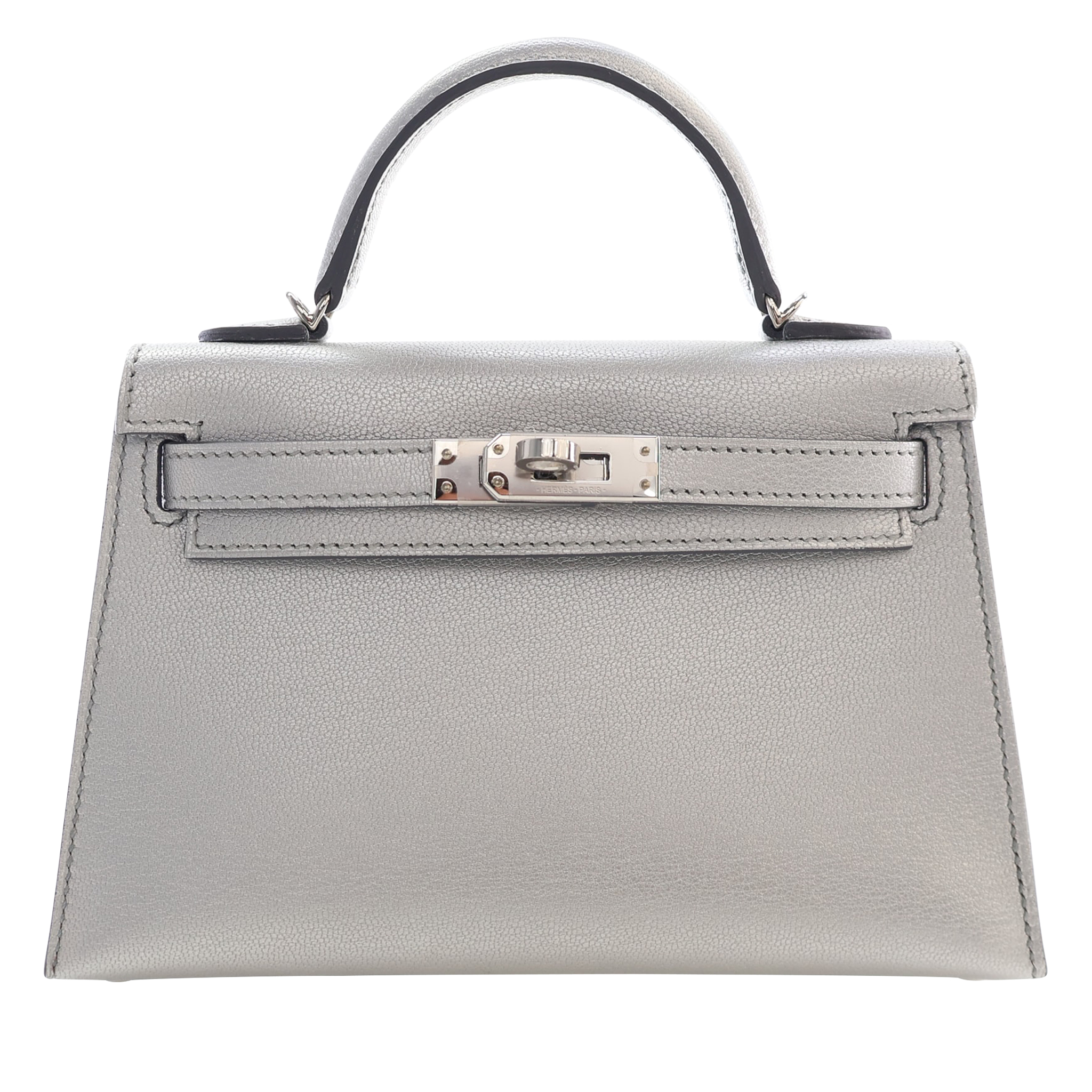 HERMES エルメス　ミュール　シルバー　35 1/2 Hermès Limited Edition Argent Chèvre Chamkilight Metallic Mini