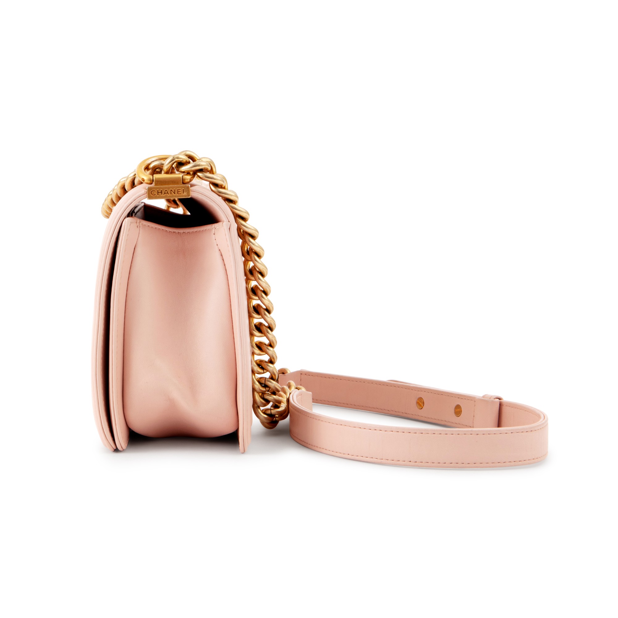 chanel pink lambskin bolsa