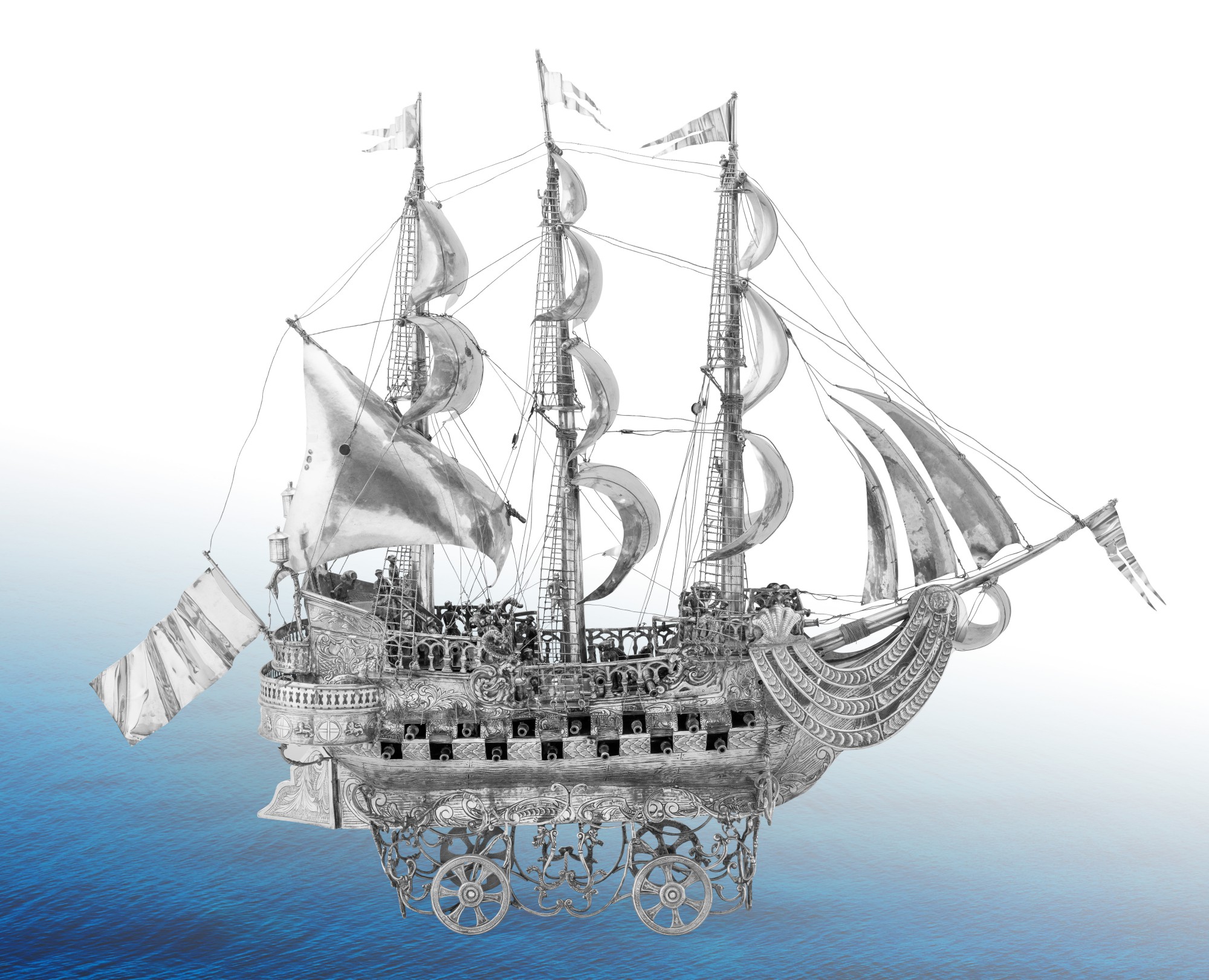 A very large probably German silver ship, probably Hanau, circa 1880 ...