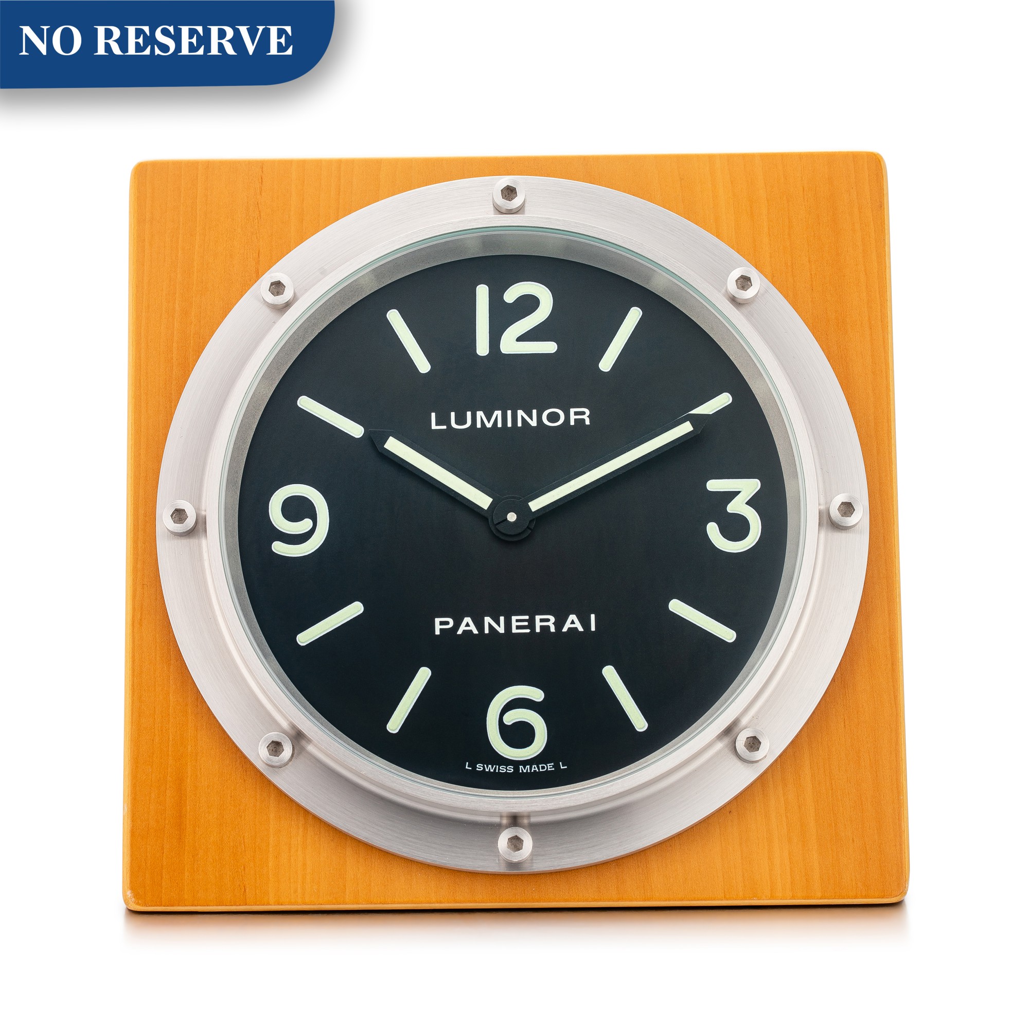 Panerai Reference PAM 151, A stainless steel desk clock with wooden