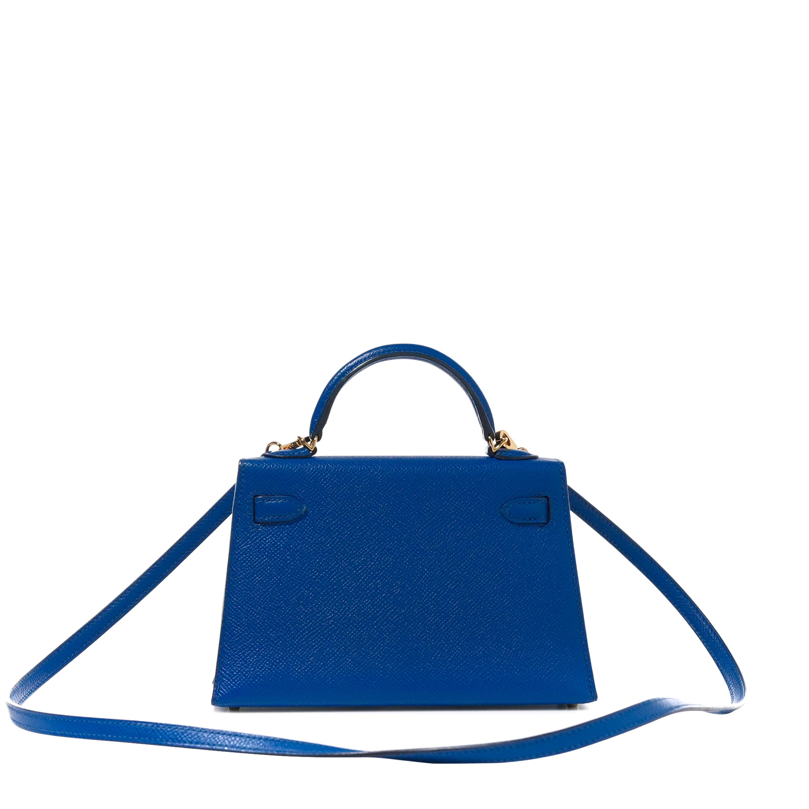 Hermès Bleu Zellige Epsom Mini Kelly II 20 Gold Hardware, 2018