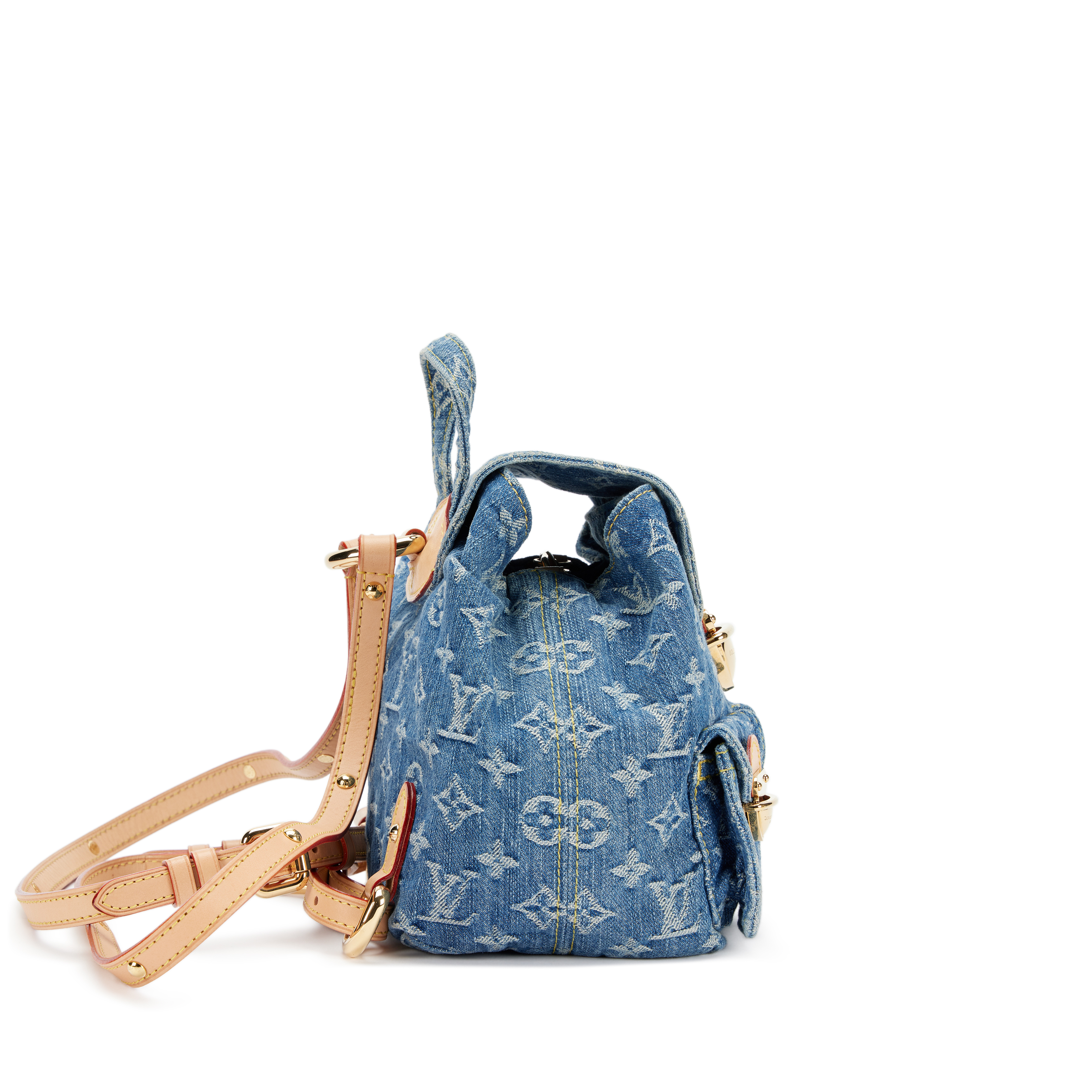 Louis Vuitton Blue Denim Monogram Venice Backpack Gold