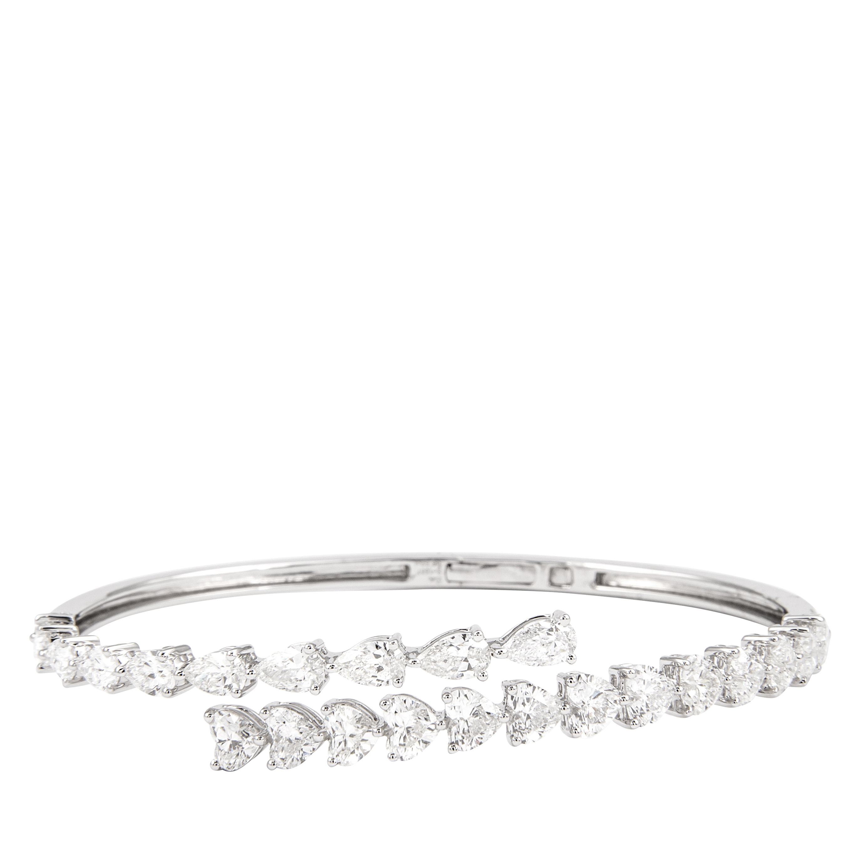White Gold And 6.40ct Diamond Bypass Bangle Bracelet Available For