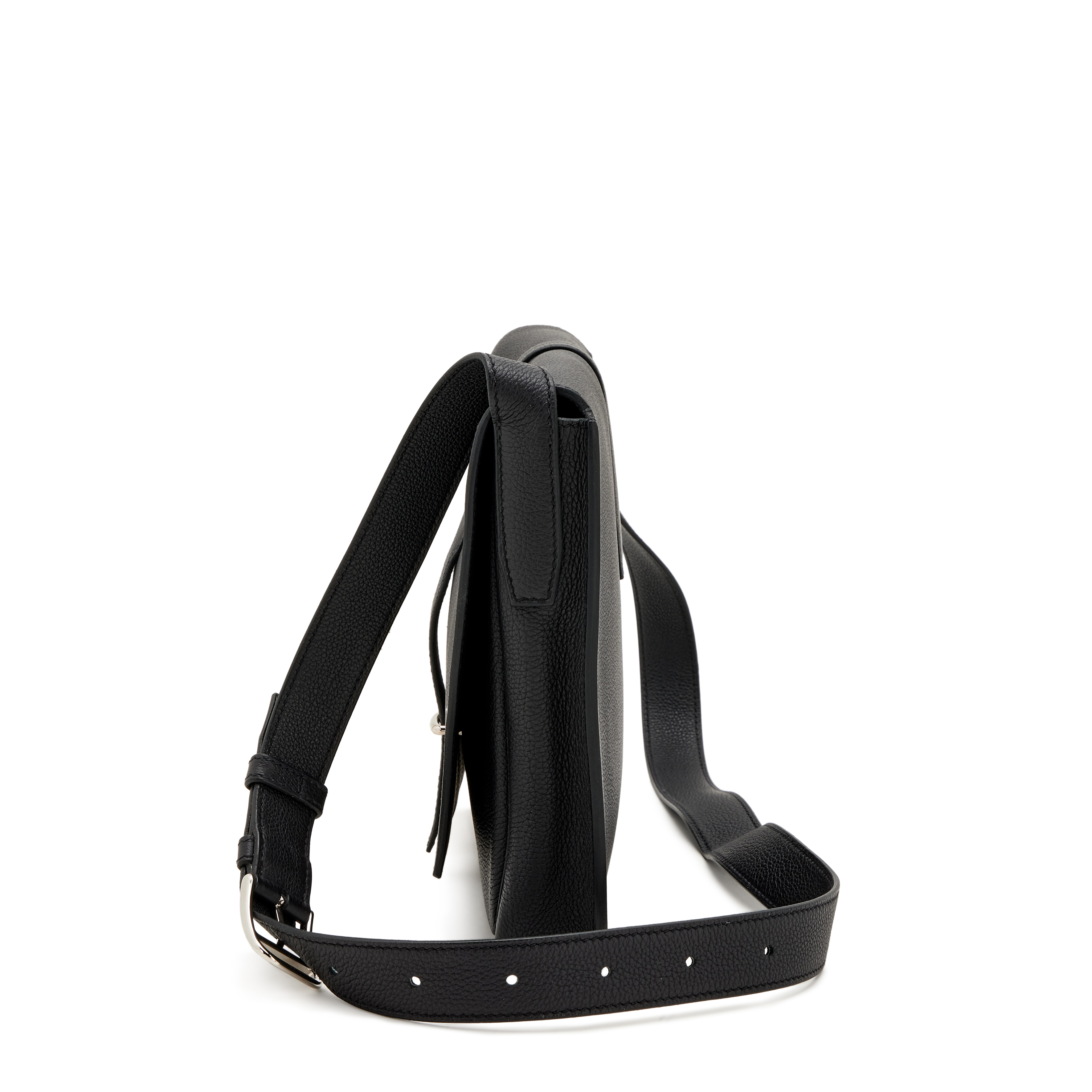 Hermès Black Togo Steve Light Junior Messenger Bag Palladium