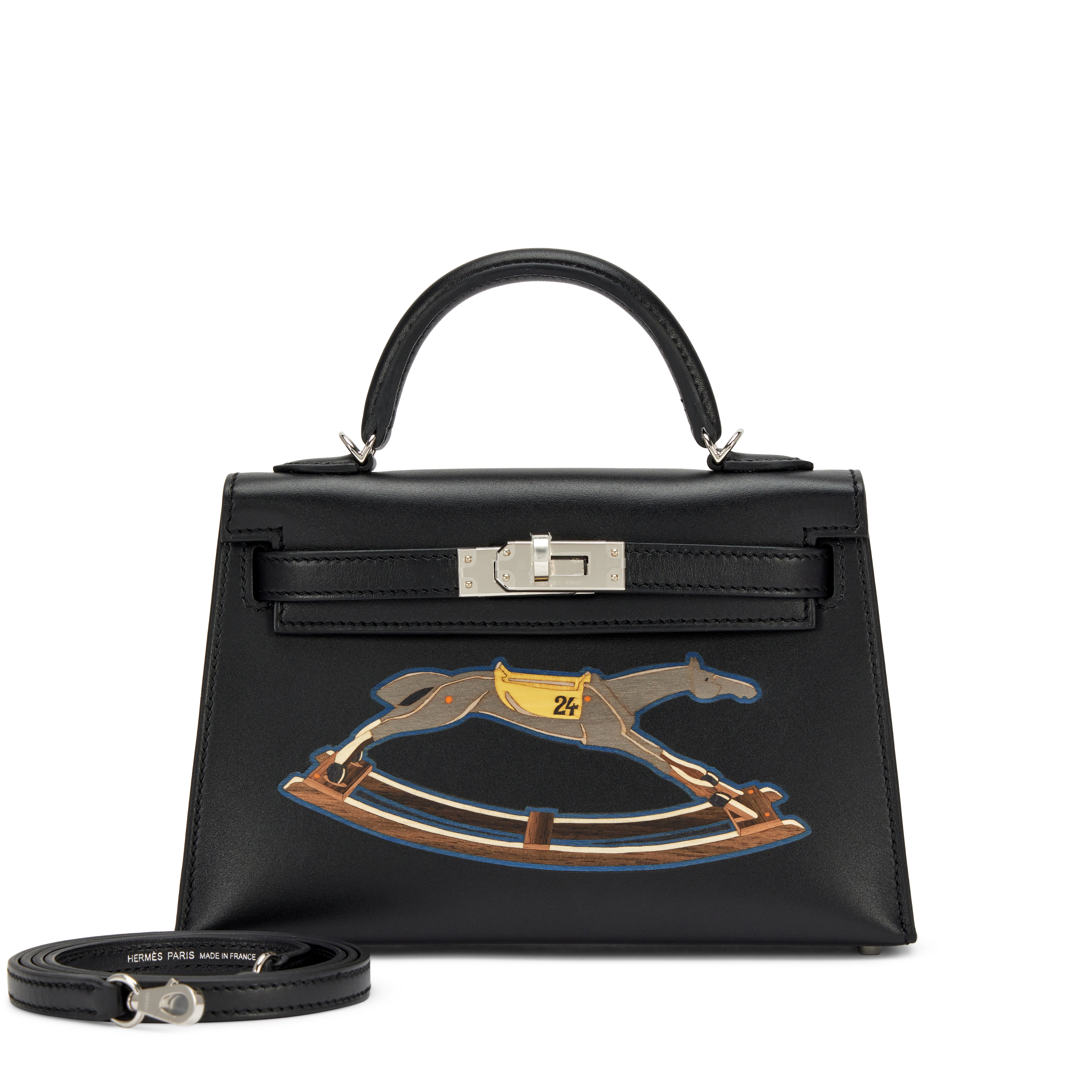 Hermès Limited Edition Black Tadelakt And Wood Marquetry Cheval De
