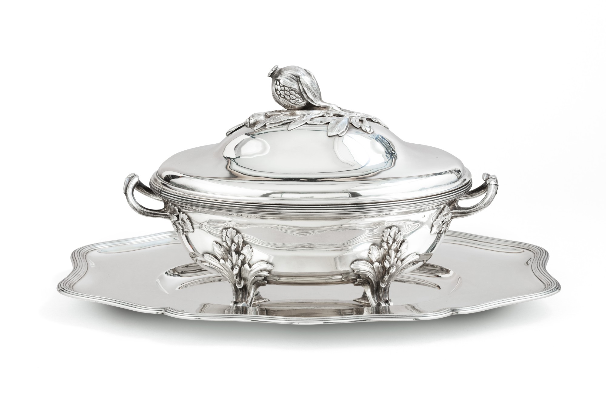 A French silver oval souptureen, with liner and stand, Puiforcat