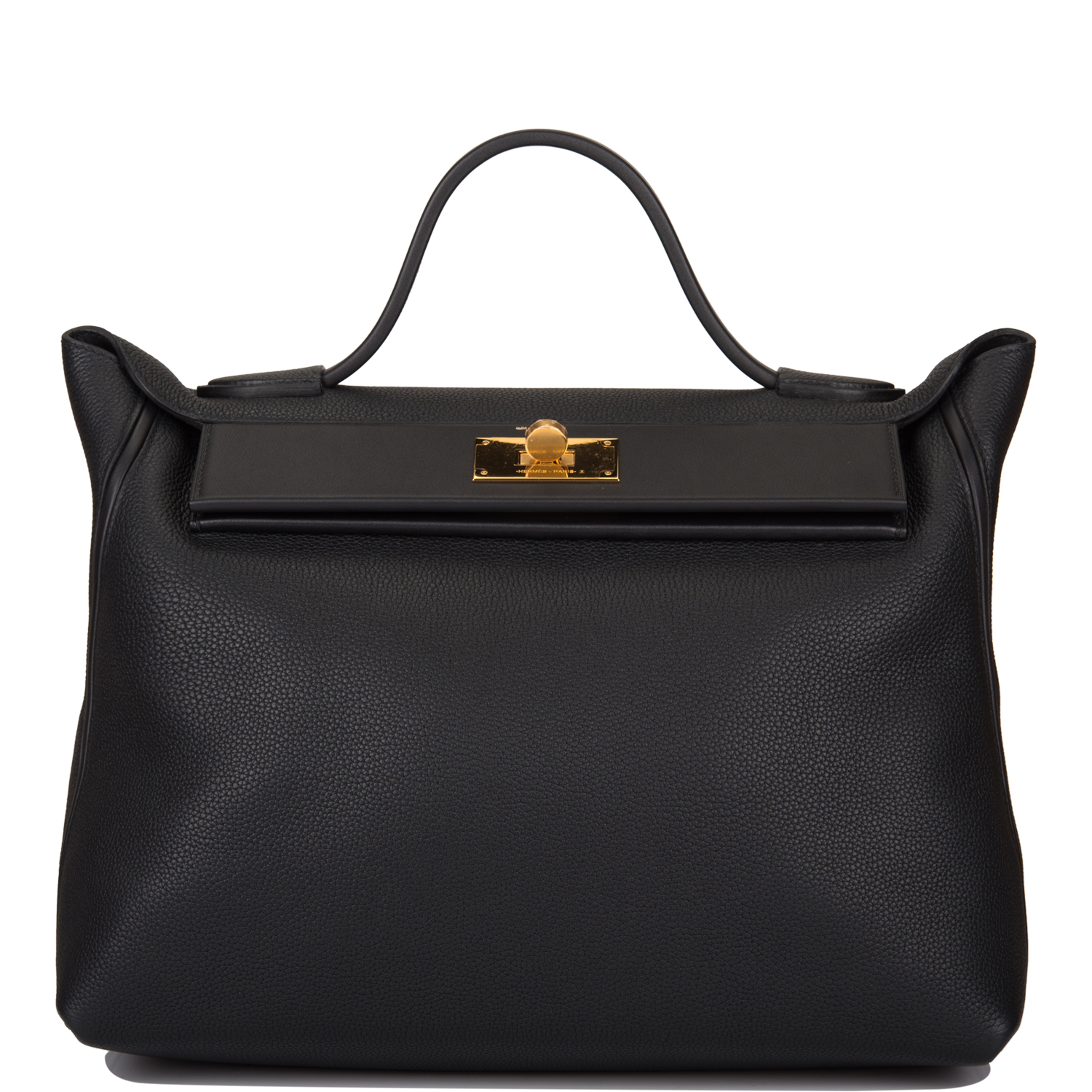 HERMÈS BLACK 24/24 BAG 35CM OF MAURICE LEATHER WITH GOLD HARDWARE