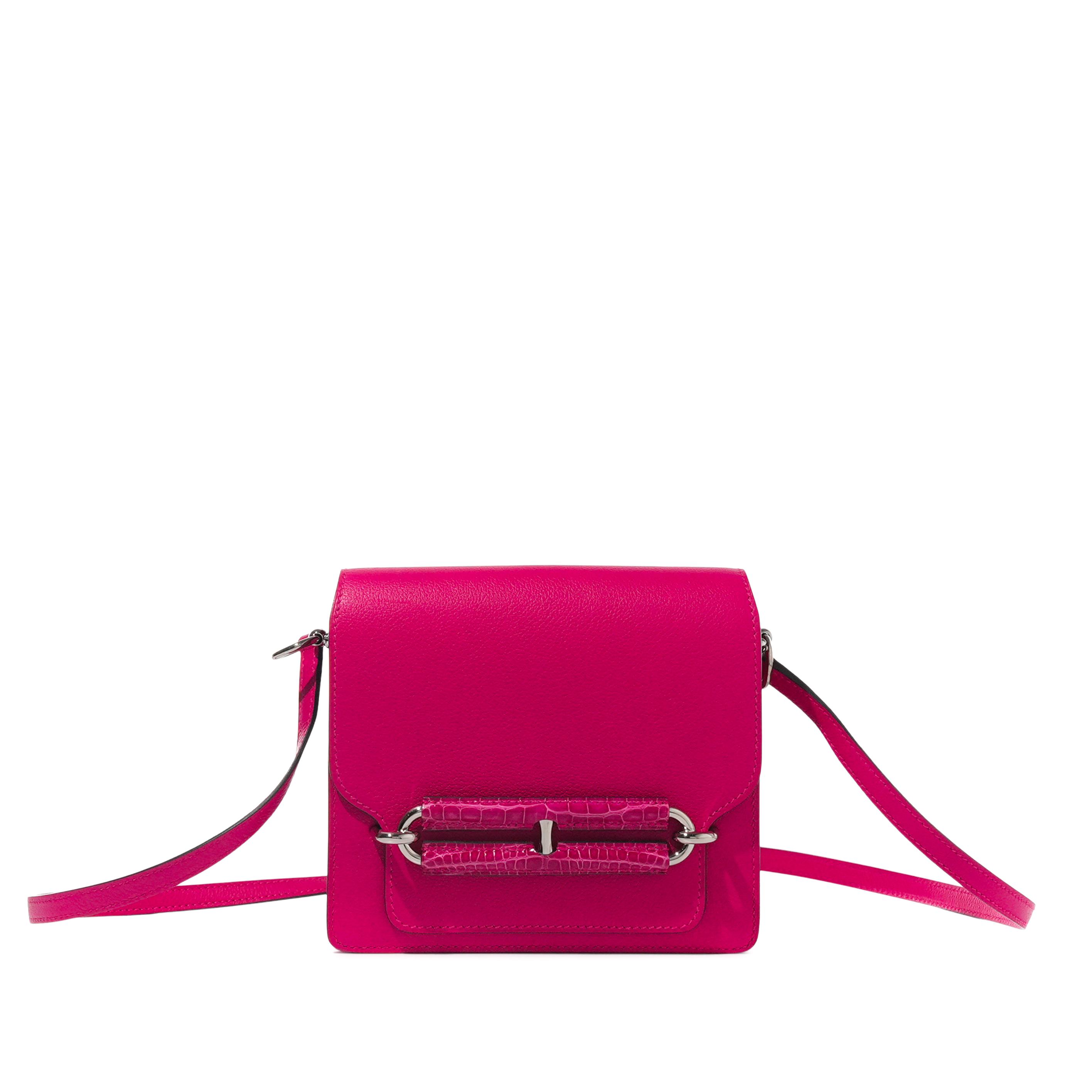 Hermès Rose Mexico Evercolor And Alligator Touch Mini Roulis 18