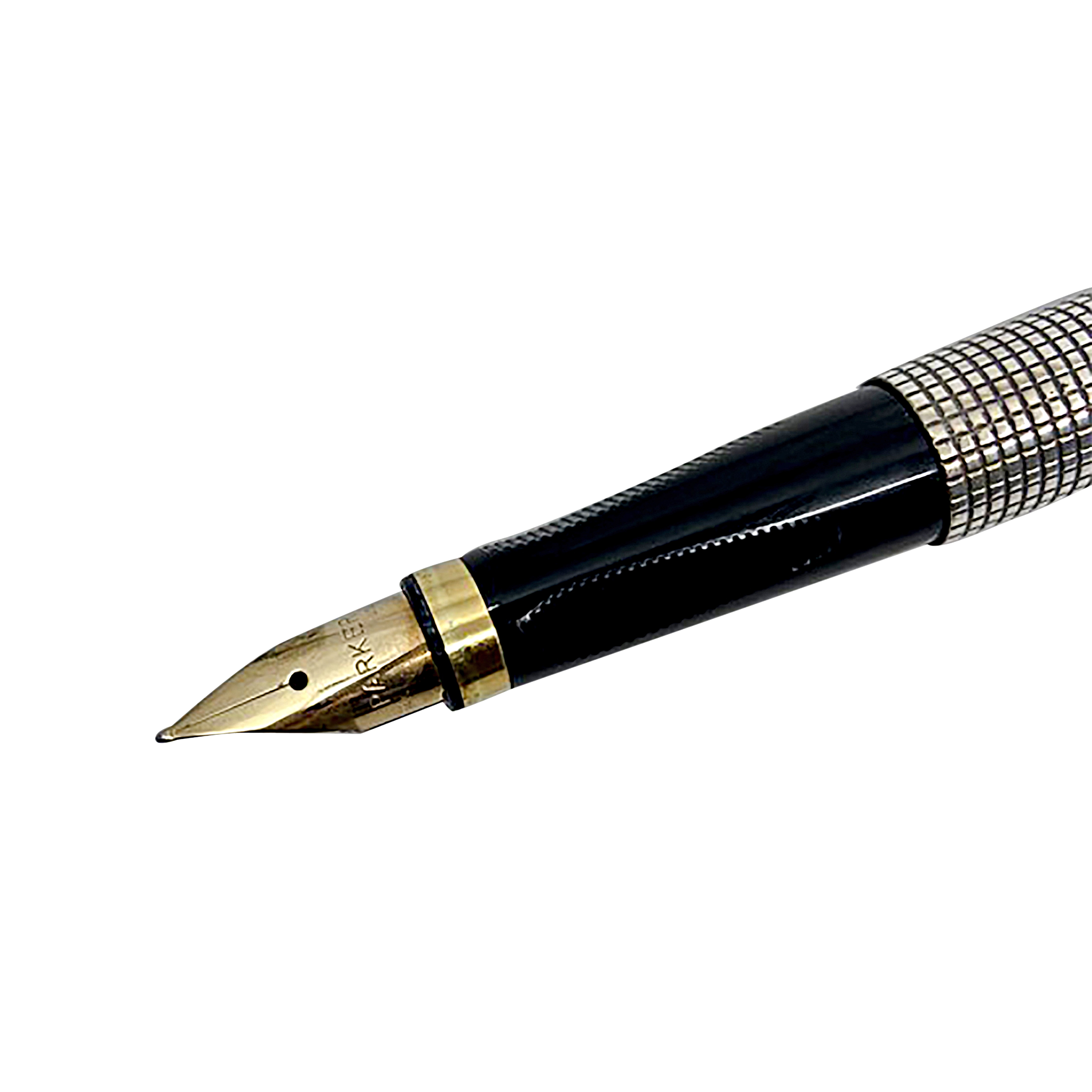 PARKER Sterling Silver Crosshatch Grid Pattern Fountain Pen