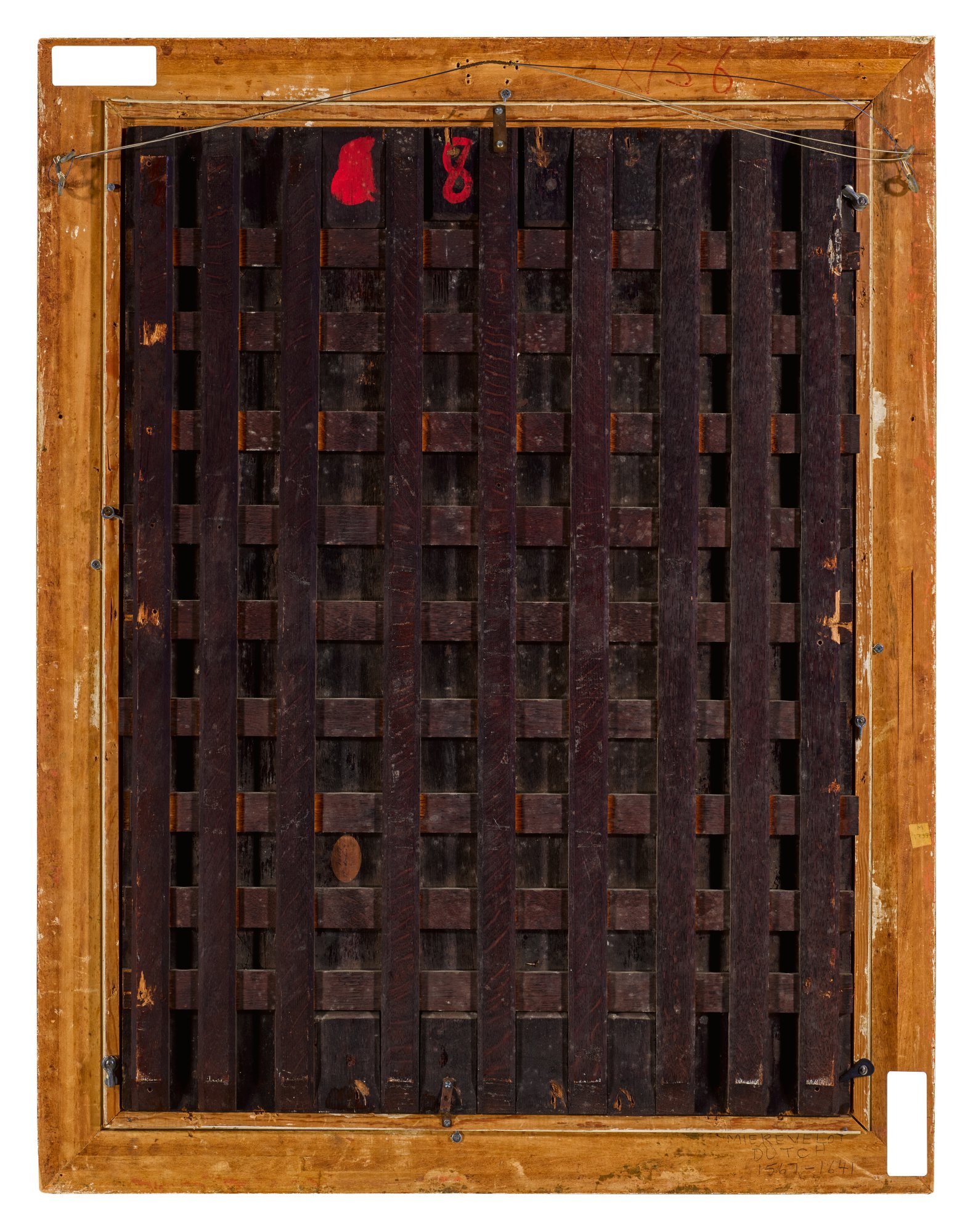 Portrait of a woman wearing a fanshaped headdress, threequarter