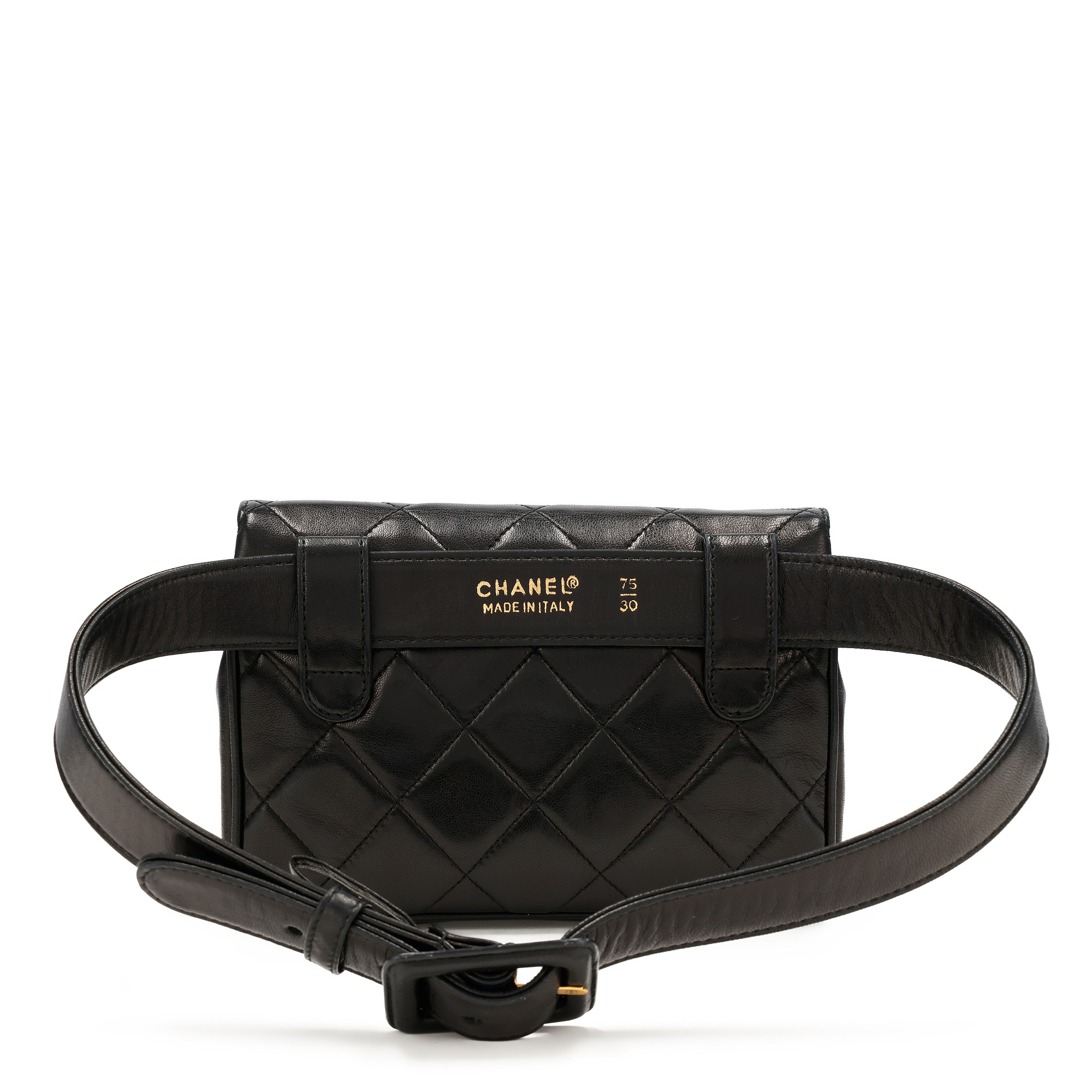 Chanel Black GI Belt 94A #75/30 Small Good 130962 Chanel Black Leather Belt & Silver Tone Cc Logo Buckle Size  main image 3