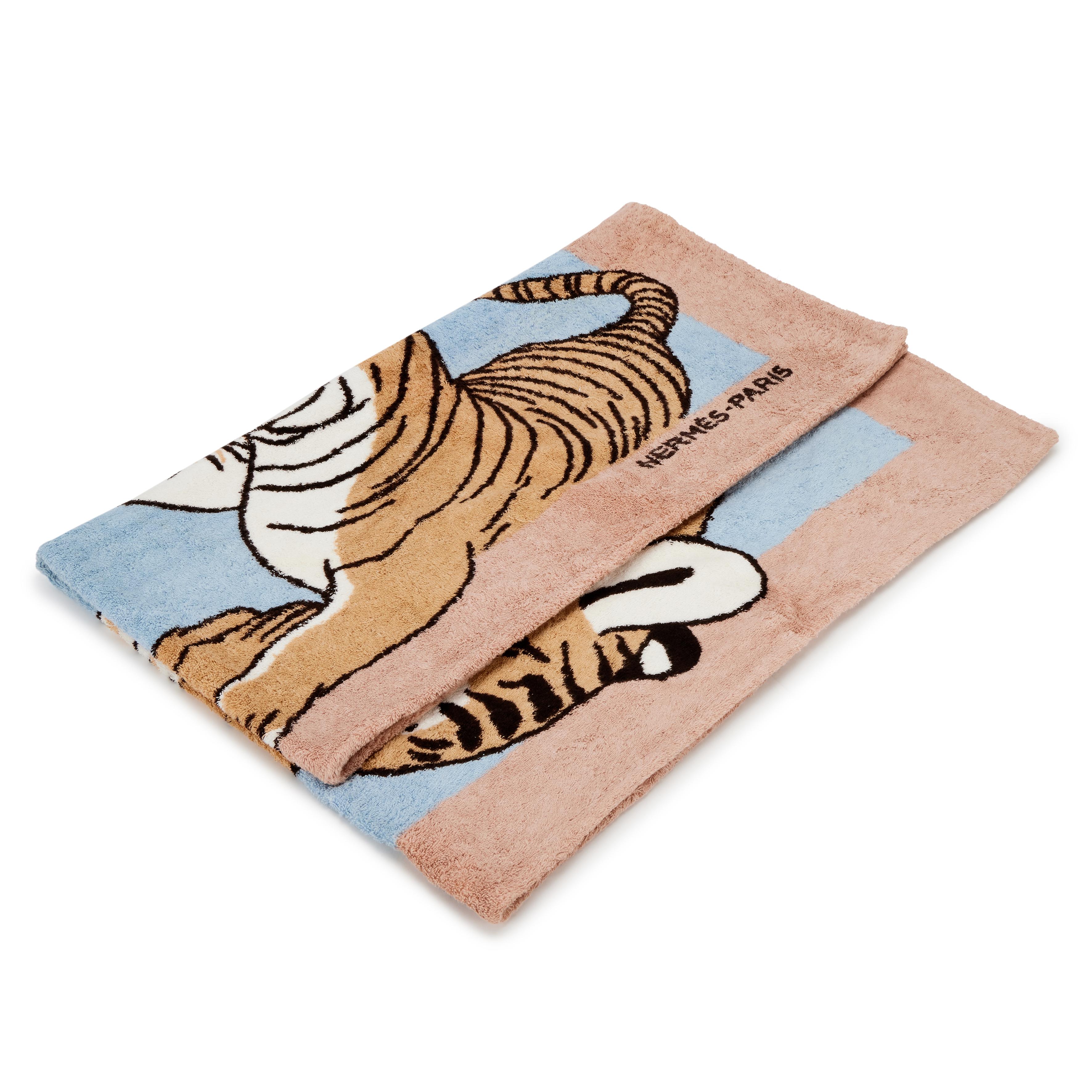 Orange, Blue and Brown Cotton Tiger Beach Towel Handbags