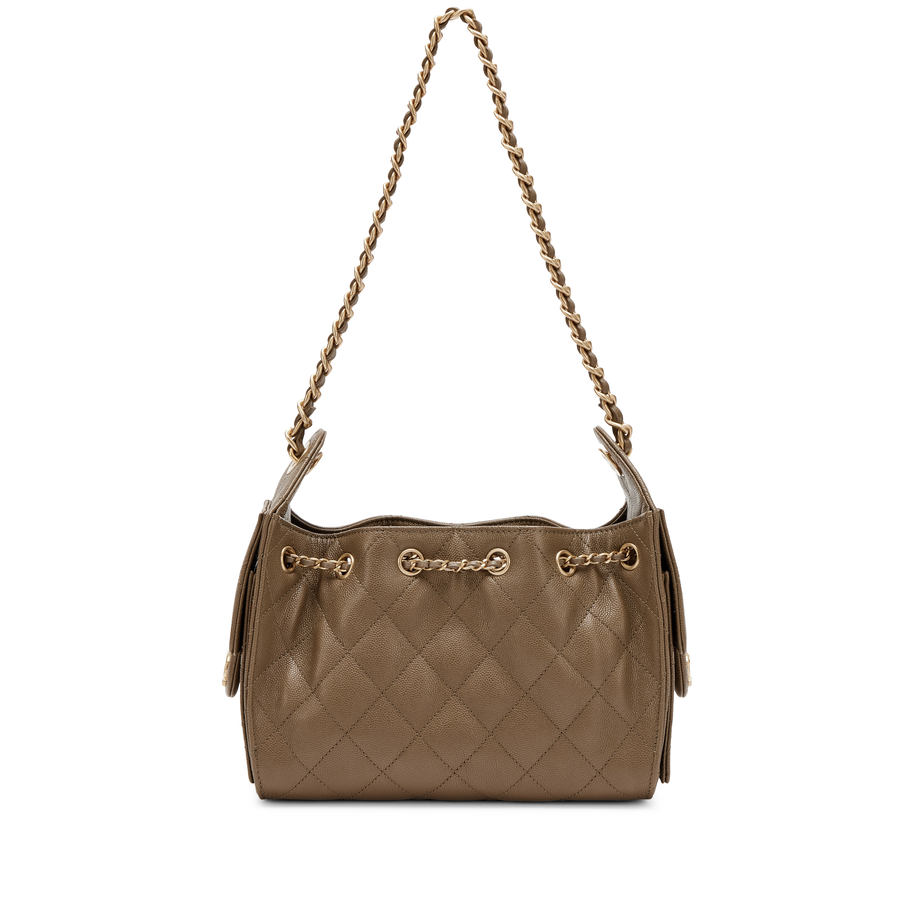 Chanel Dark Khaki Green Quilted Caviar Mini 25 Aged Gold Hardware