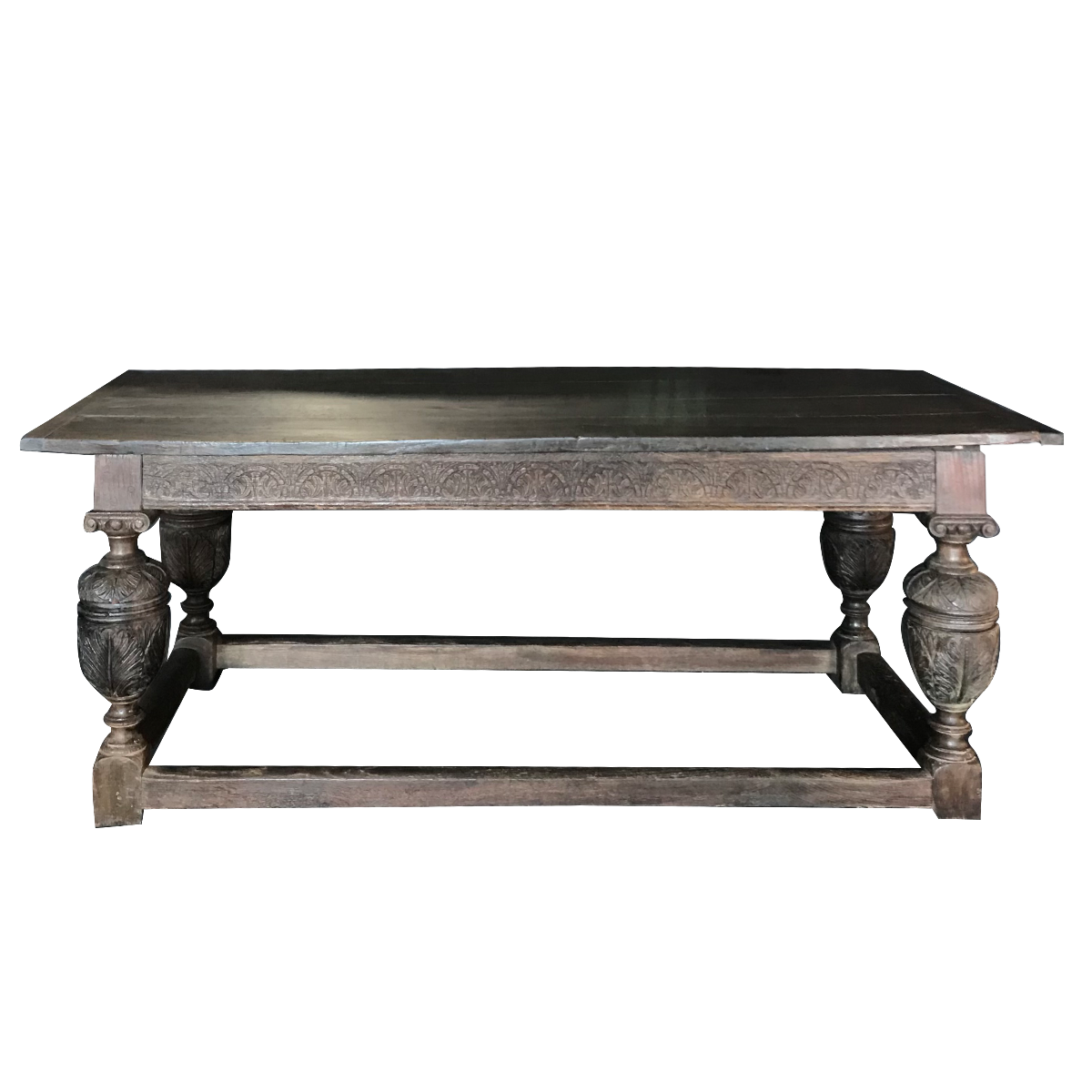 Antique English Carved Refectory Table Available For Immediate Sale At
