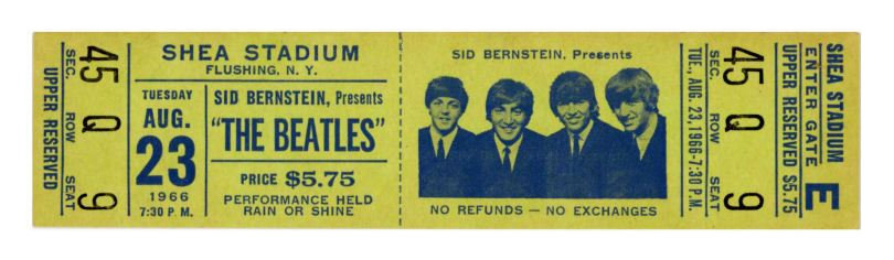 The Beatles Vintage The Beatles At Shea Stadium Ticket Available