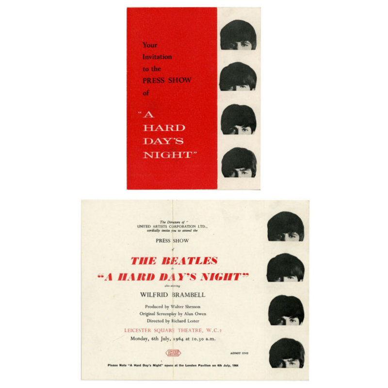 A Hard Day’s Night Press Show Invitation