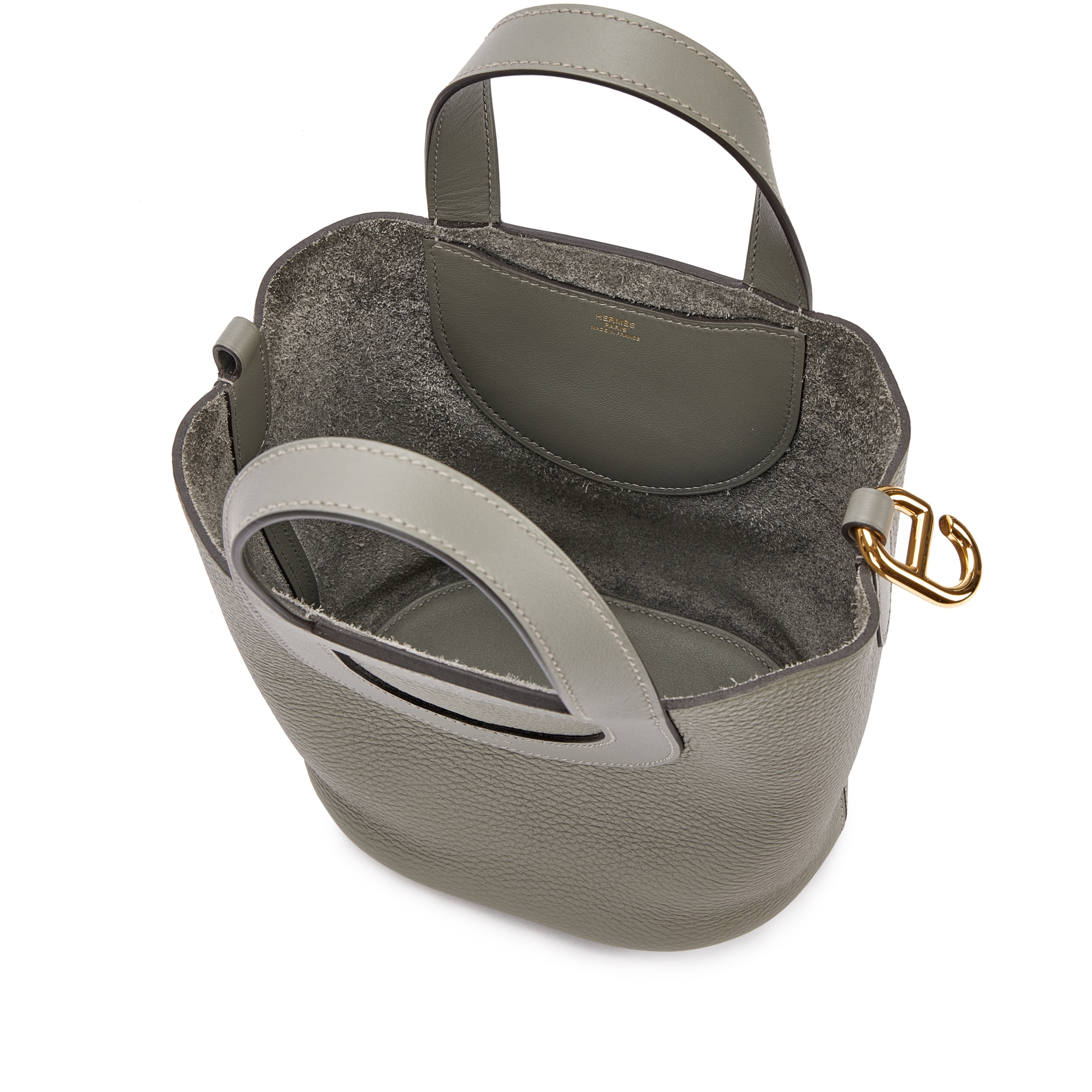 【Gris Meyer】HERMESラウンドバッグ ペティット アルソン Hermès Gris Meyer Clemence And Swift In-the-Loop 18 Gold