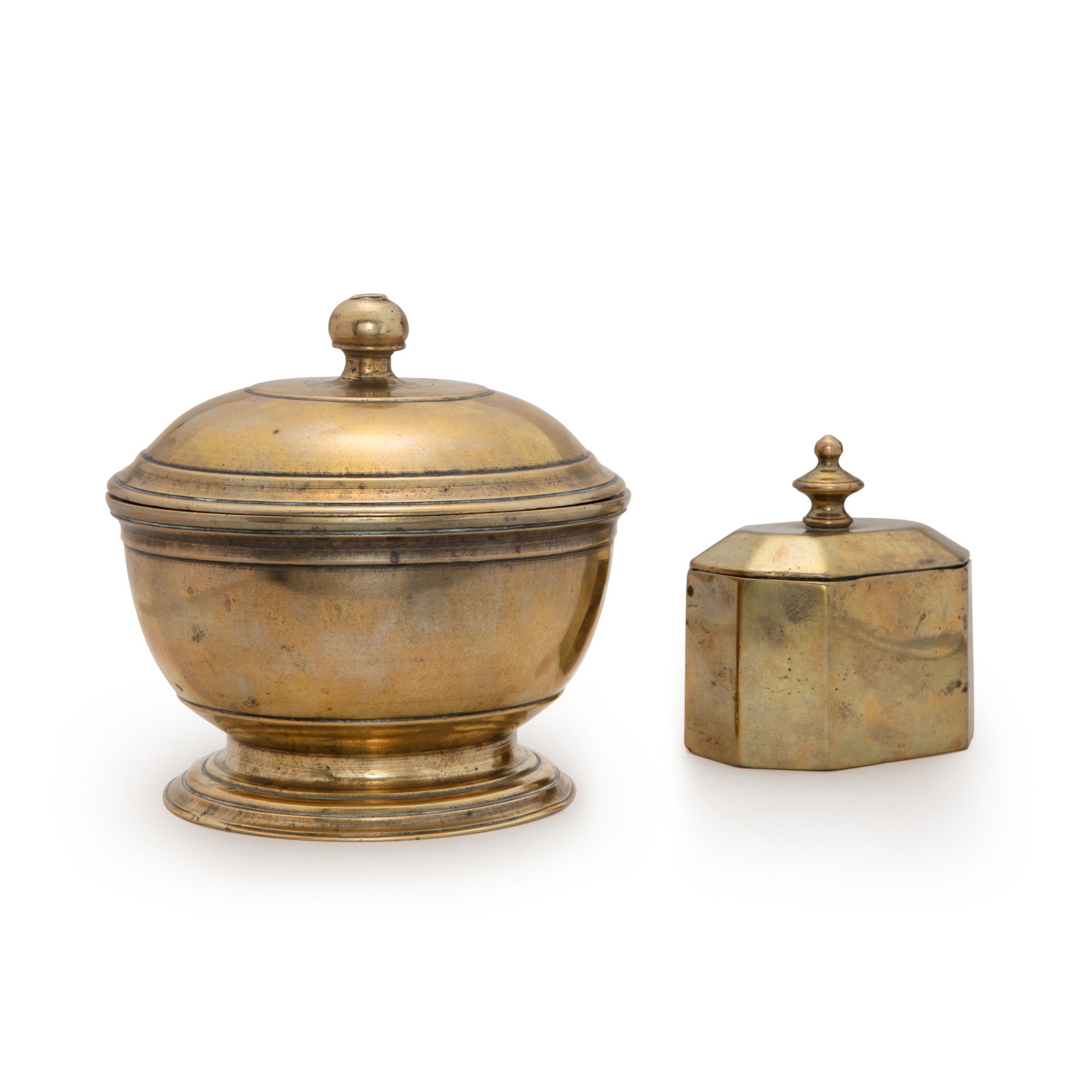 English Cast Brass Footed Bowl with Lid, Circa 1780 The William K. du