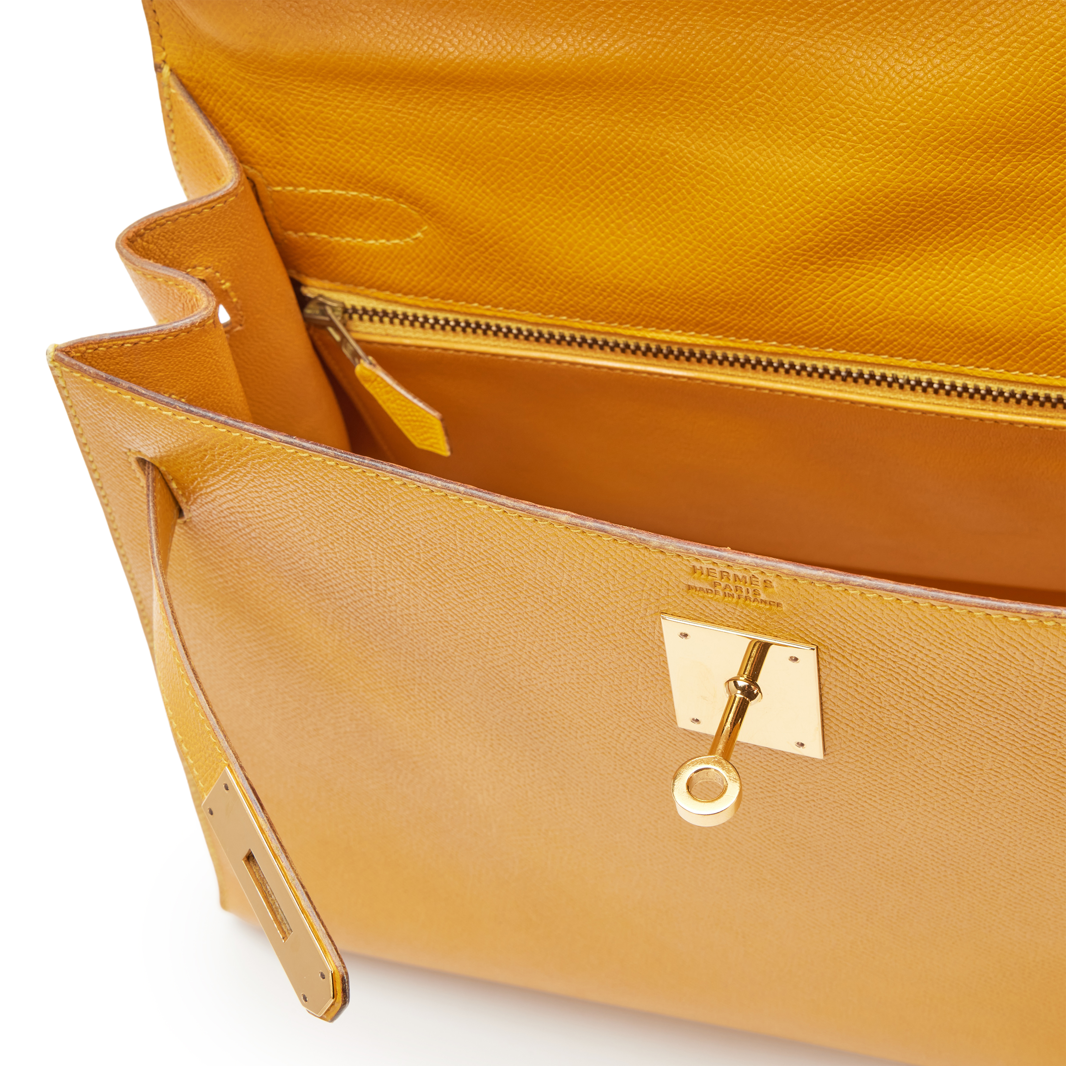 希少 HERMES エルメス レザー カフバングル イエロー ヴィンテージ Hermès Vintage Vintage Juane Amber Courchevel Sellier Kelly 32
