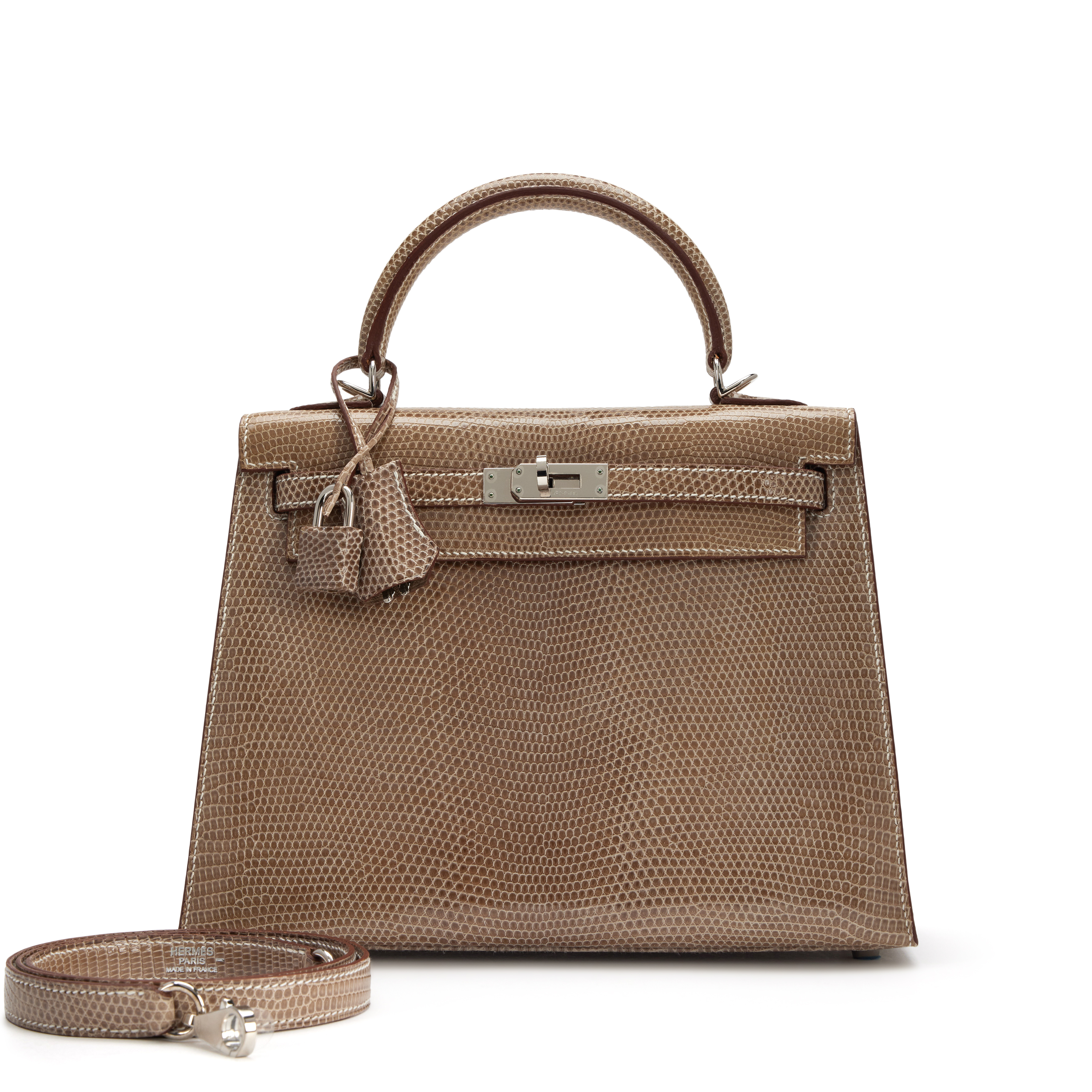 Hermès Gris Ficelle Varanus Niloticus Lizard Kelly 25 Sellier