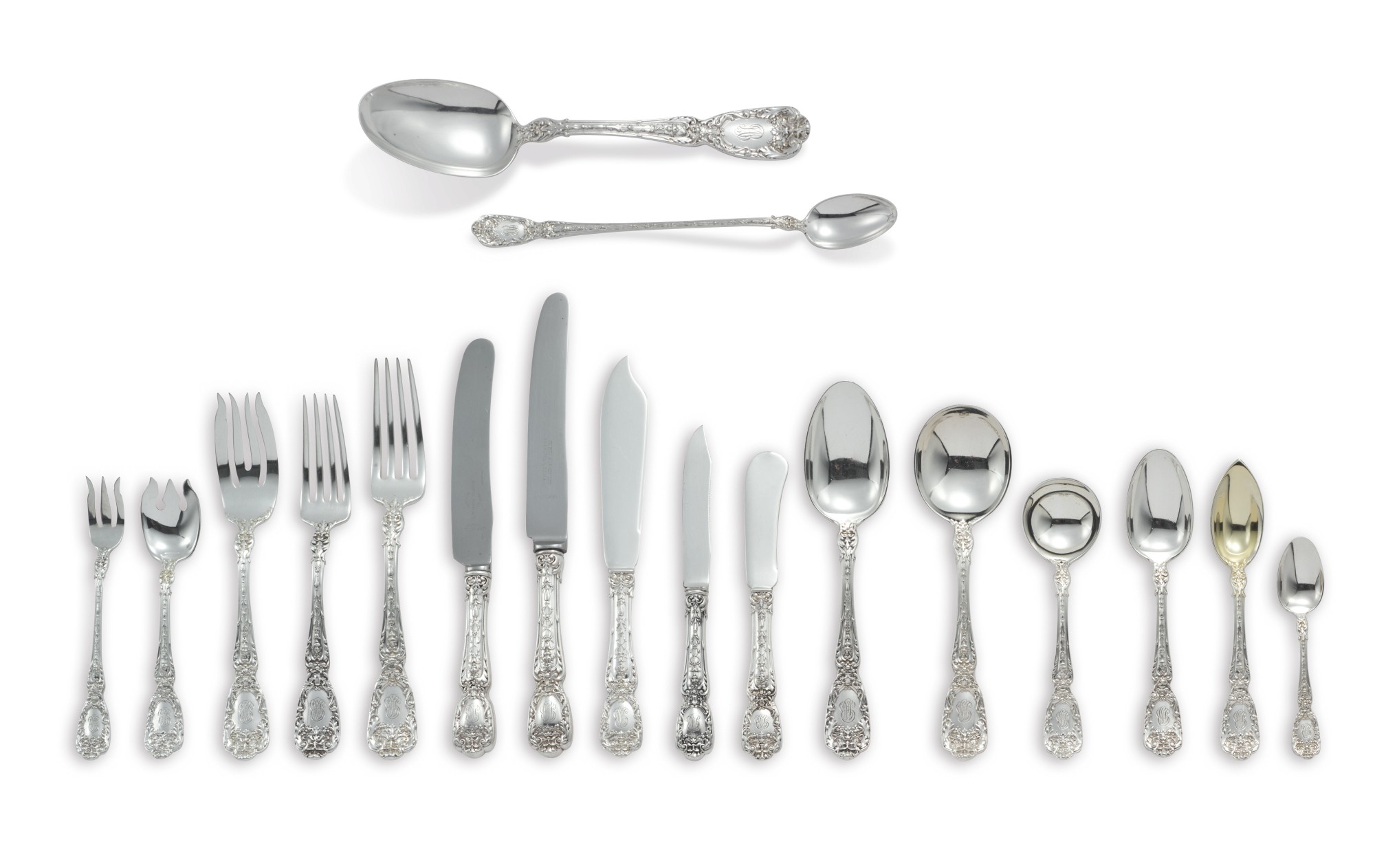 AN AMERICAN SILVER FLORENTINE PATTERN FLATWARE SERVICE, GORHAM MFG. CO