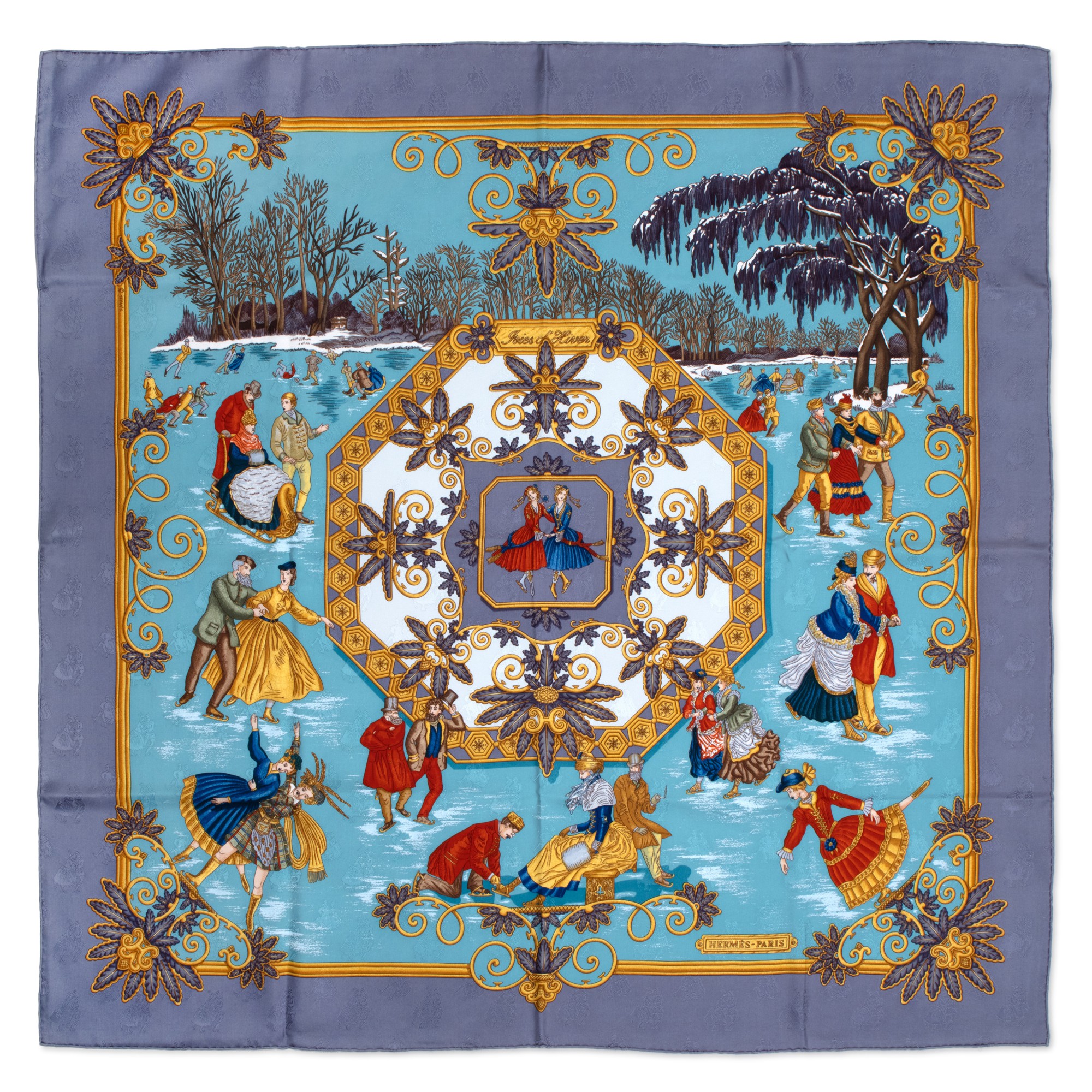 Hermès Multicolor Jacquard Silk Joies D'Hiver By Joachim Metz