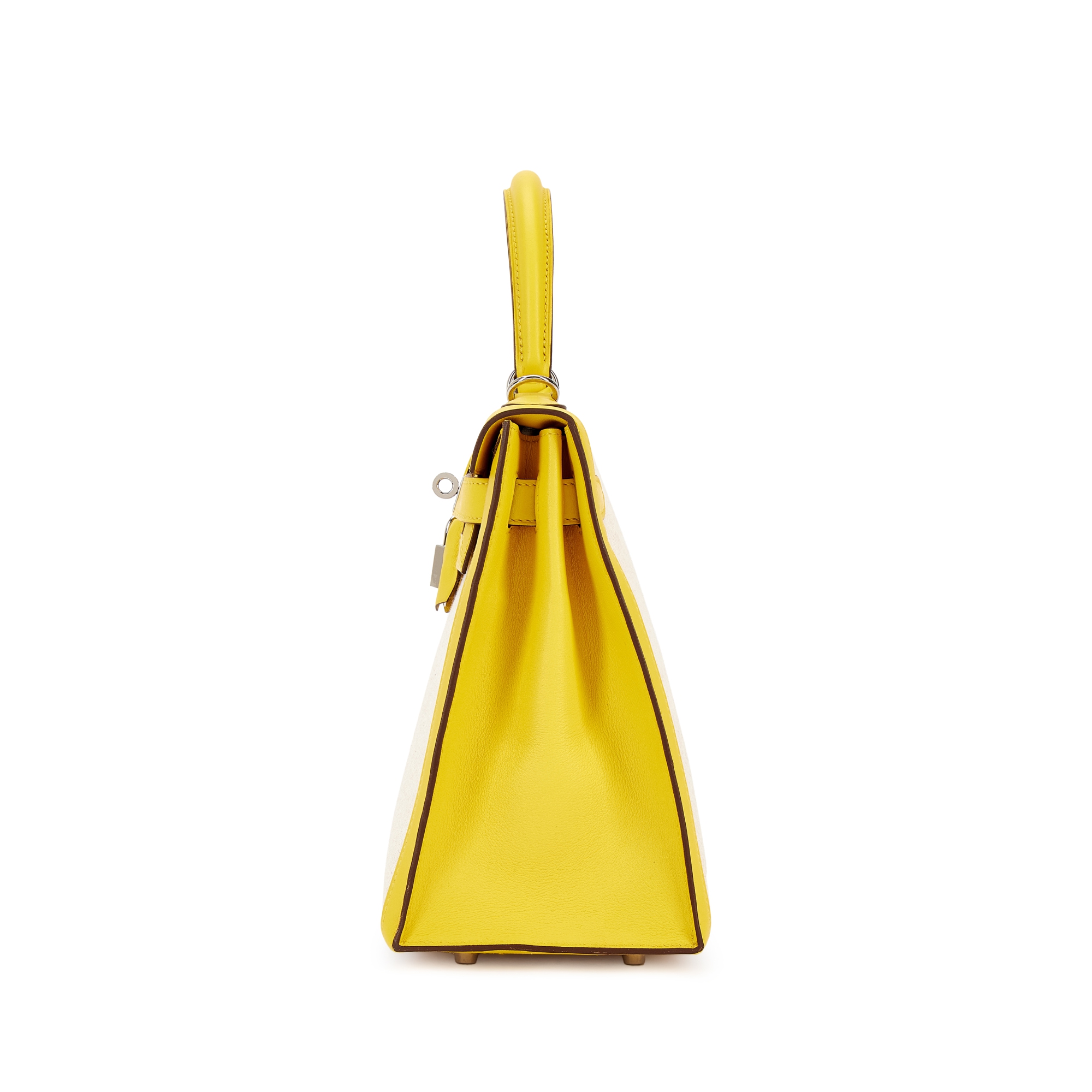 Hermès Limited Edition Jaune Citron Swift And Ecru Toile