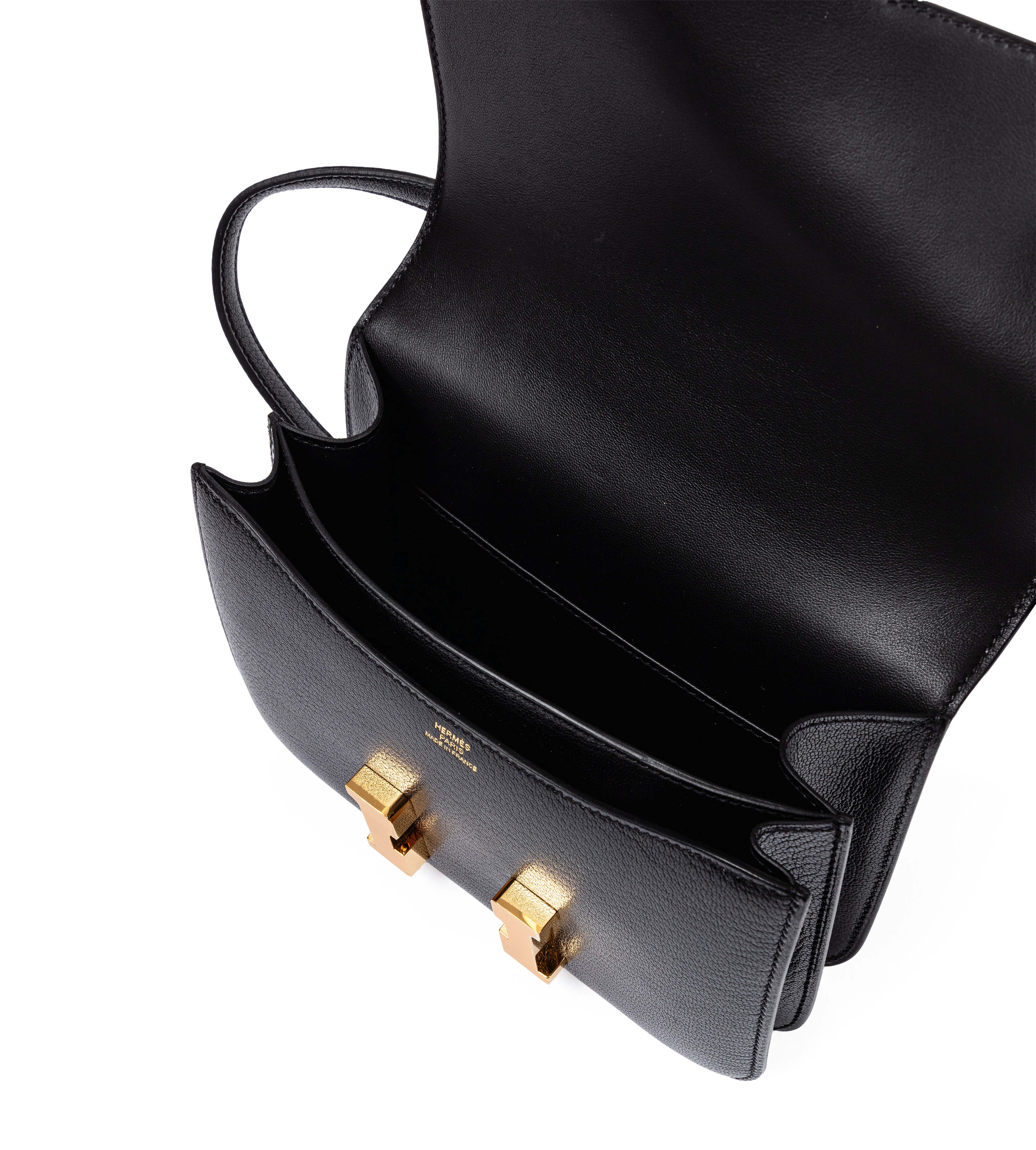Hermès Black Chèvre Mysore Mini Constance 18 Gold Hardware, 2025