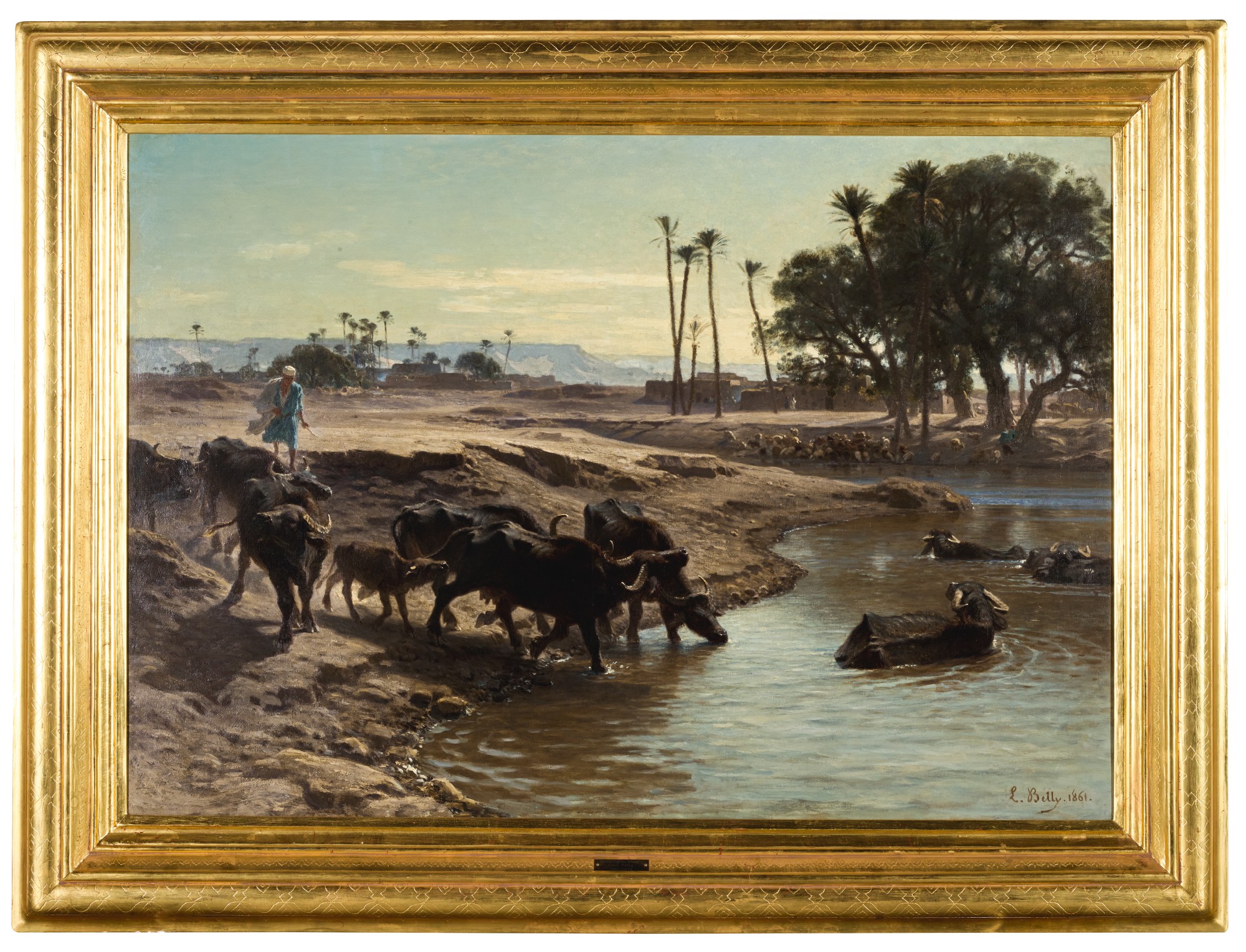 LÉON BELLY BUFFALOES BATHING IN THE NILE Important Works from the