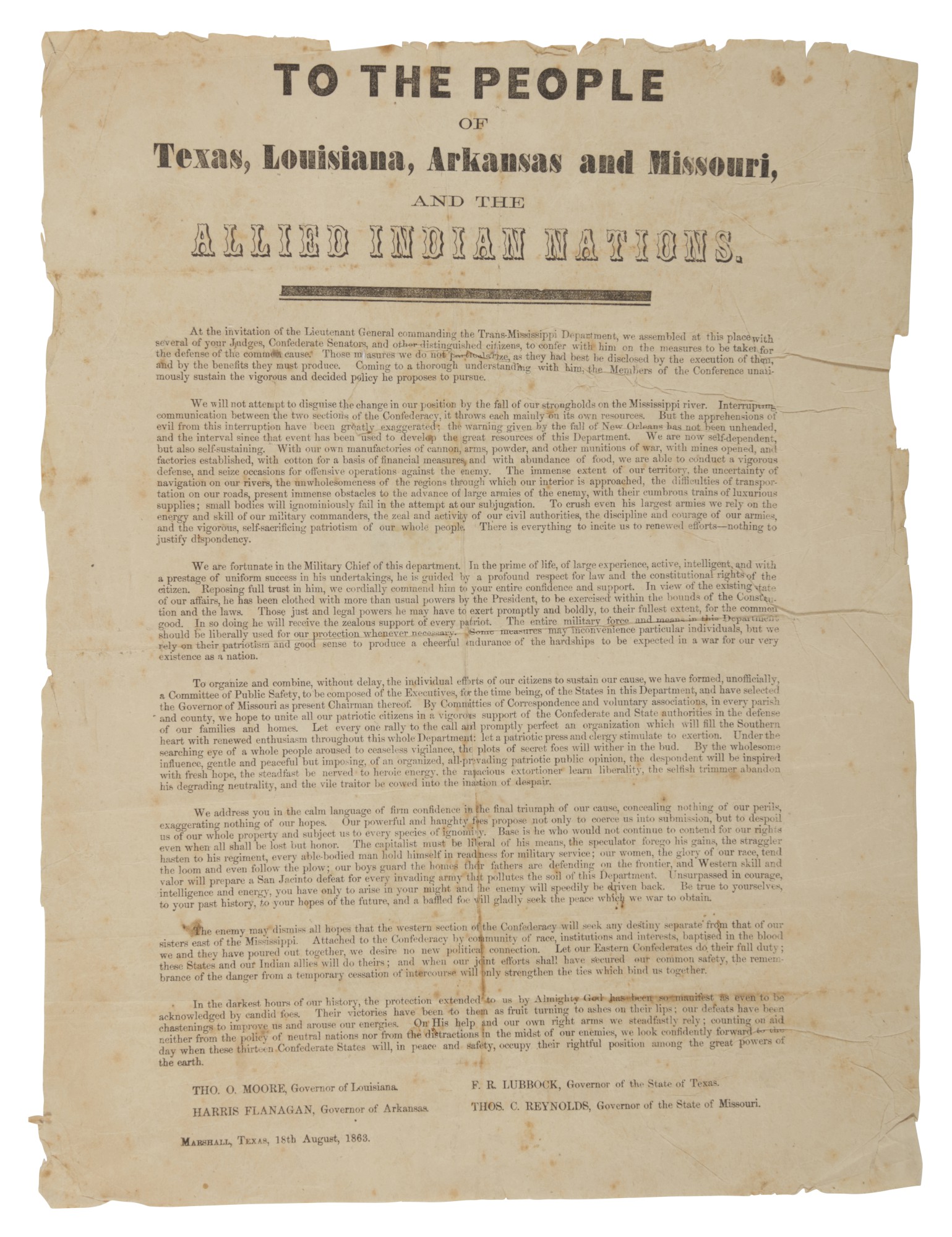 [Texas Broadside — Civil War] | An exceedingly scarce broadside | Fine ...