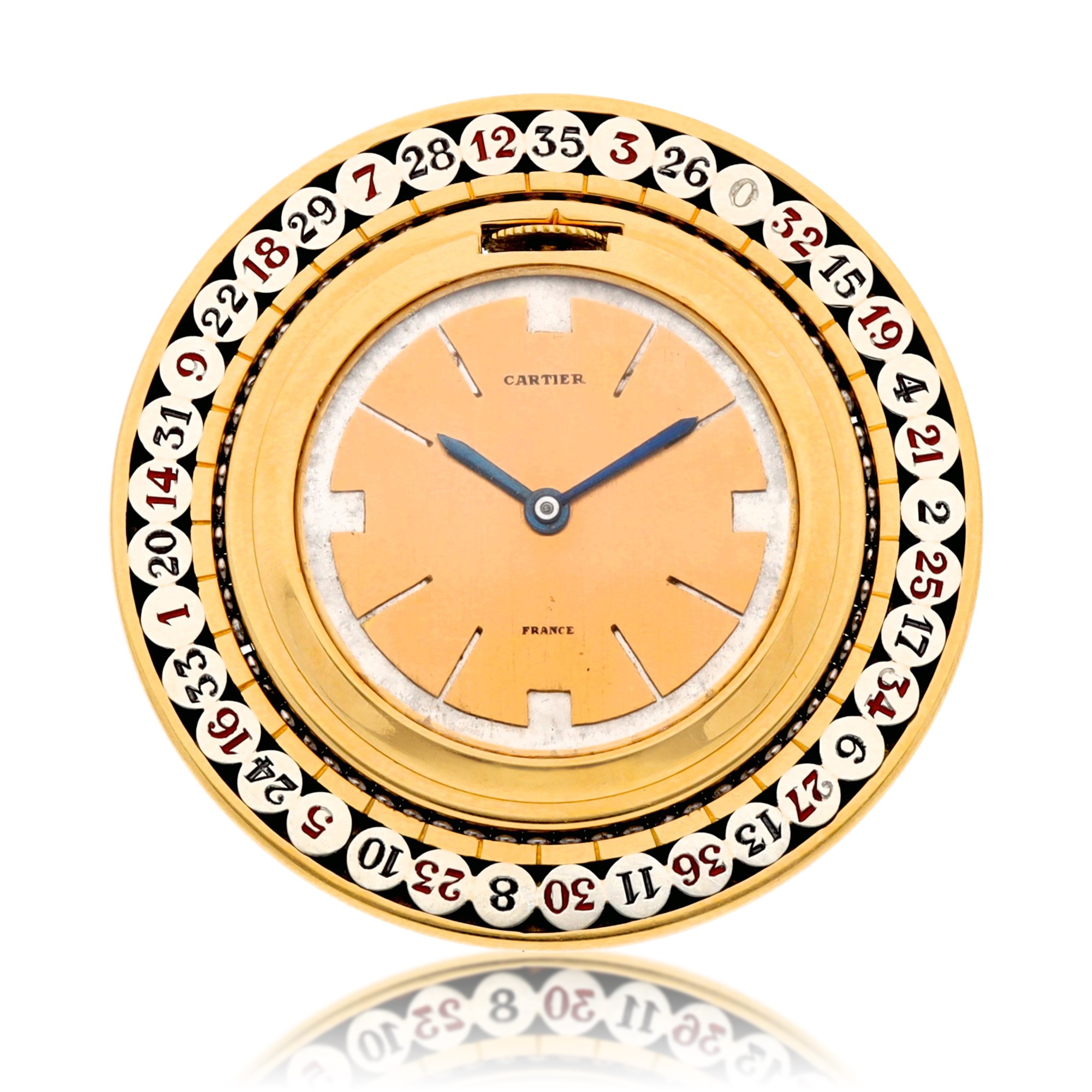 A novelty watch in the form of a doublesided roulette wheel Circa 1937