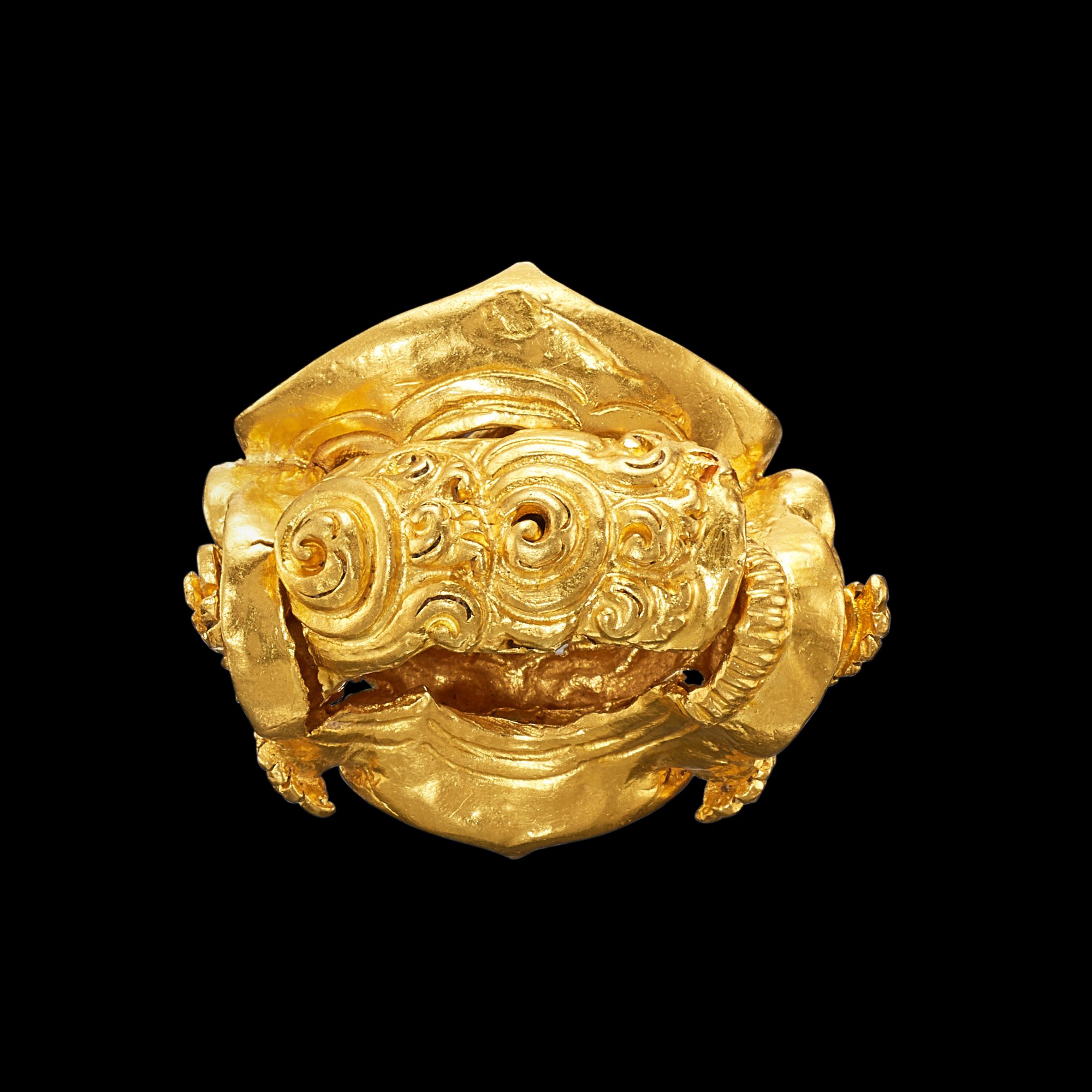 An elaborate solid gold ribbon ornament Java, Indonesia, 7th - 12th ...