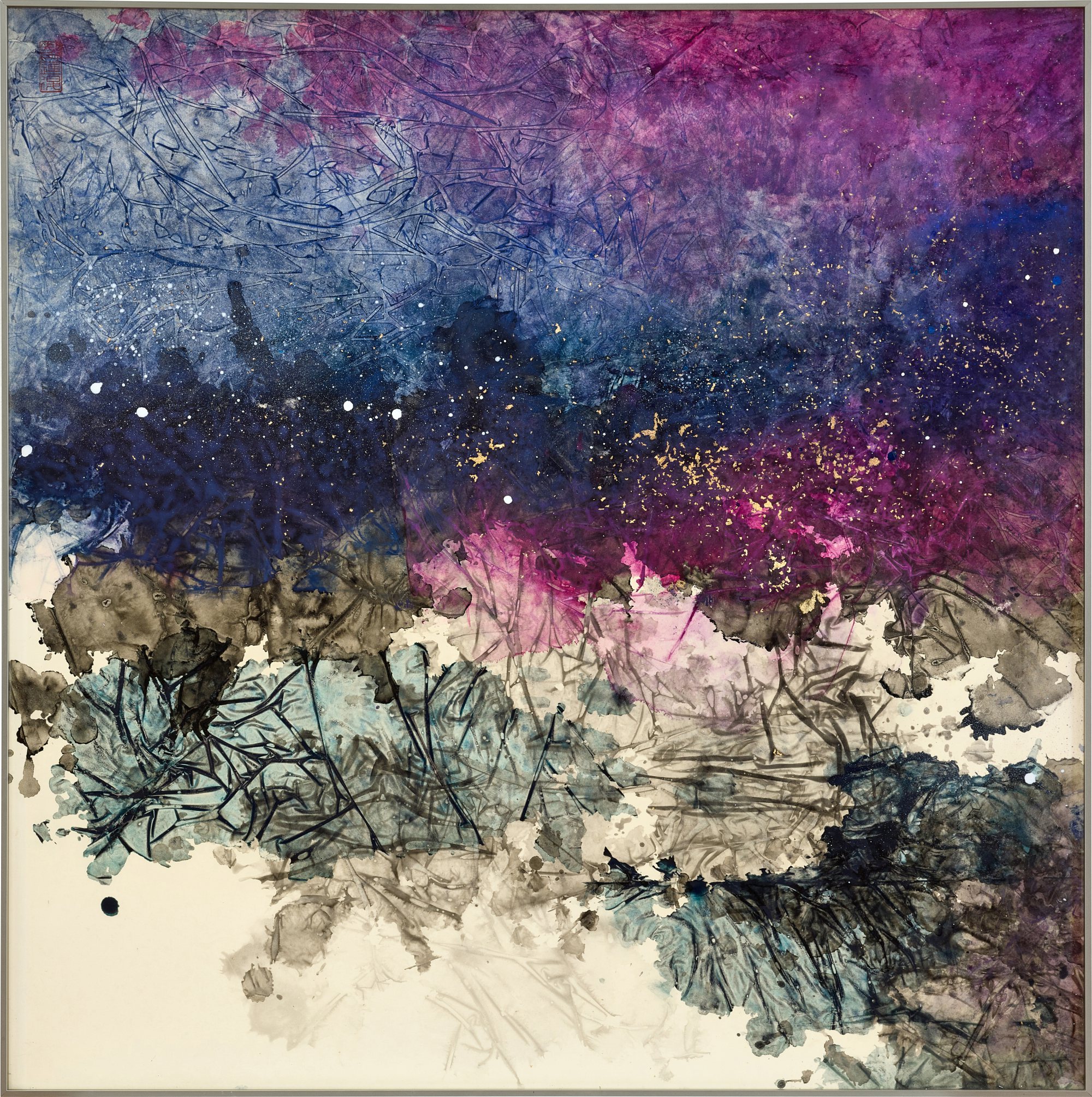 真作】福田半香/秋湖独釣図/秋景山水図/横物/掛軸☆宝船☆Y-9