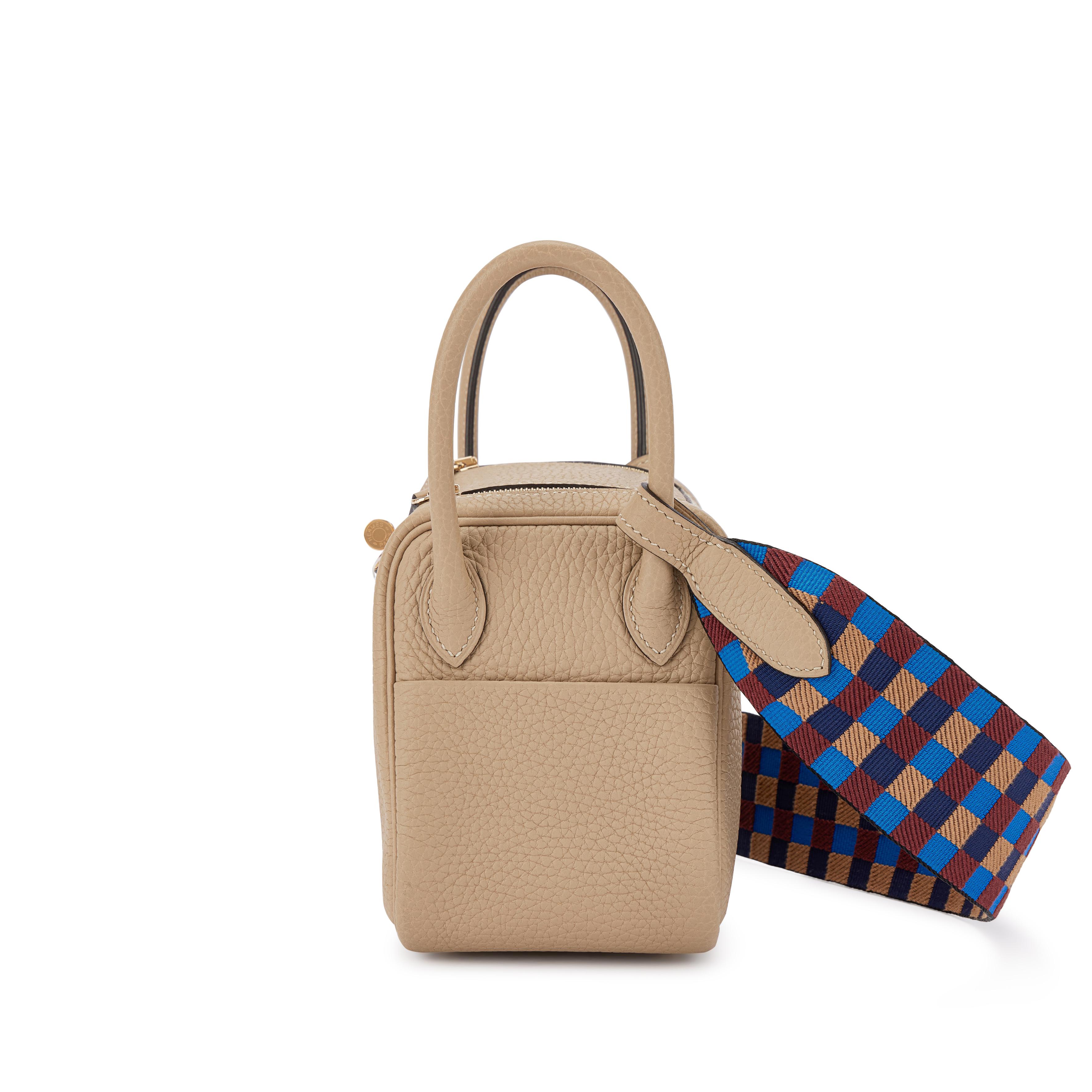 Hermès Trench And Gris Asphalt Verso Clemence Mini Lindy 20 Gold 