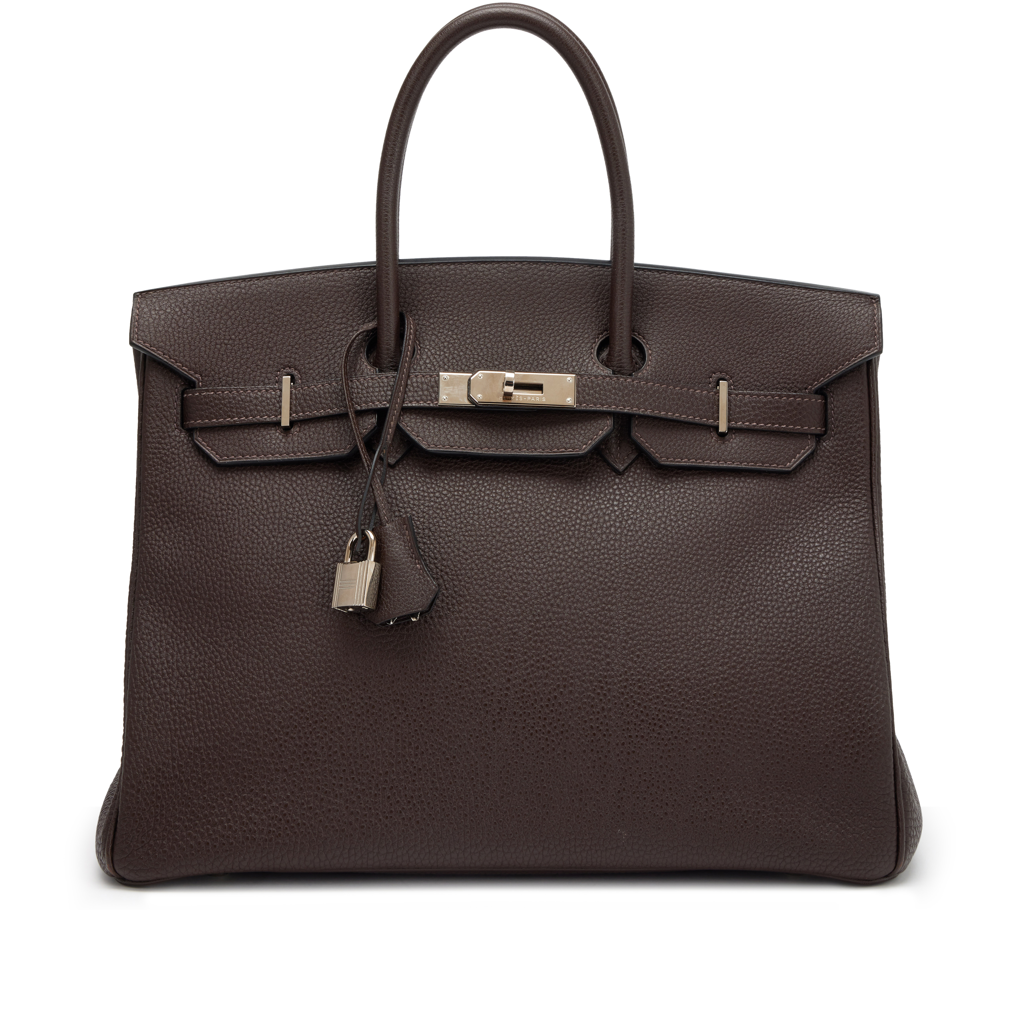 Hermès Vintage Chocolate Fjord Birkin 35 Palladium Hardware, 2005