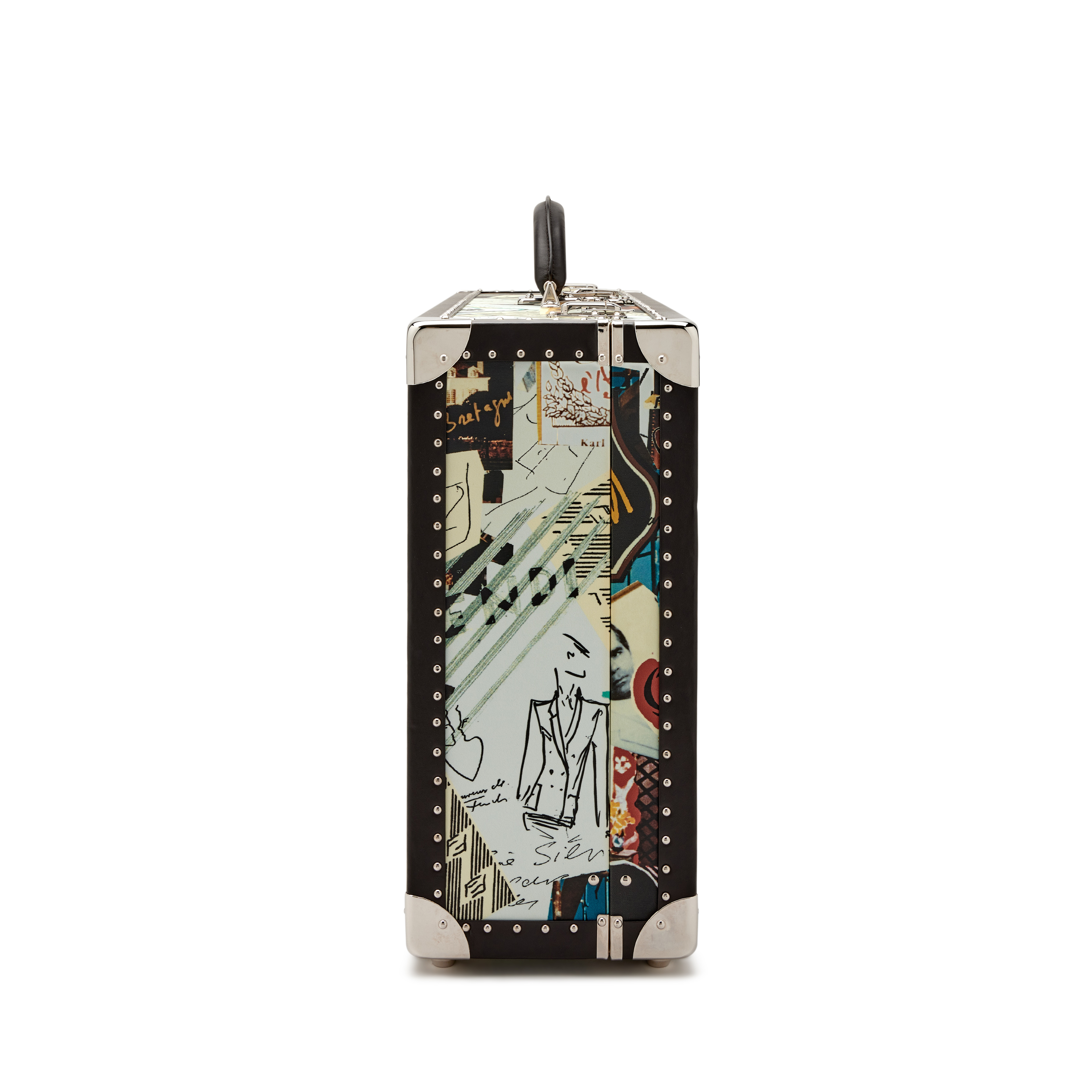 Fendi Multicolor Karl Kollage Travel Trunk Silver Hardware