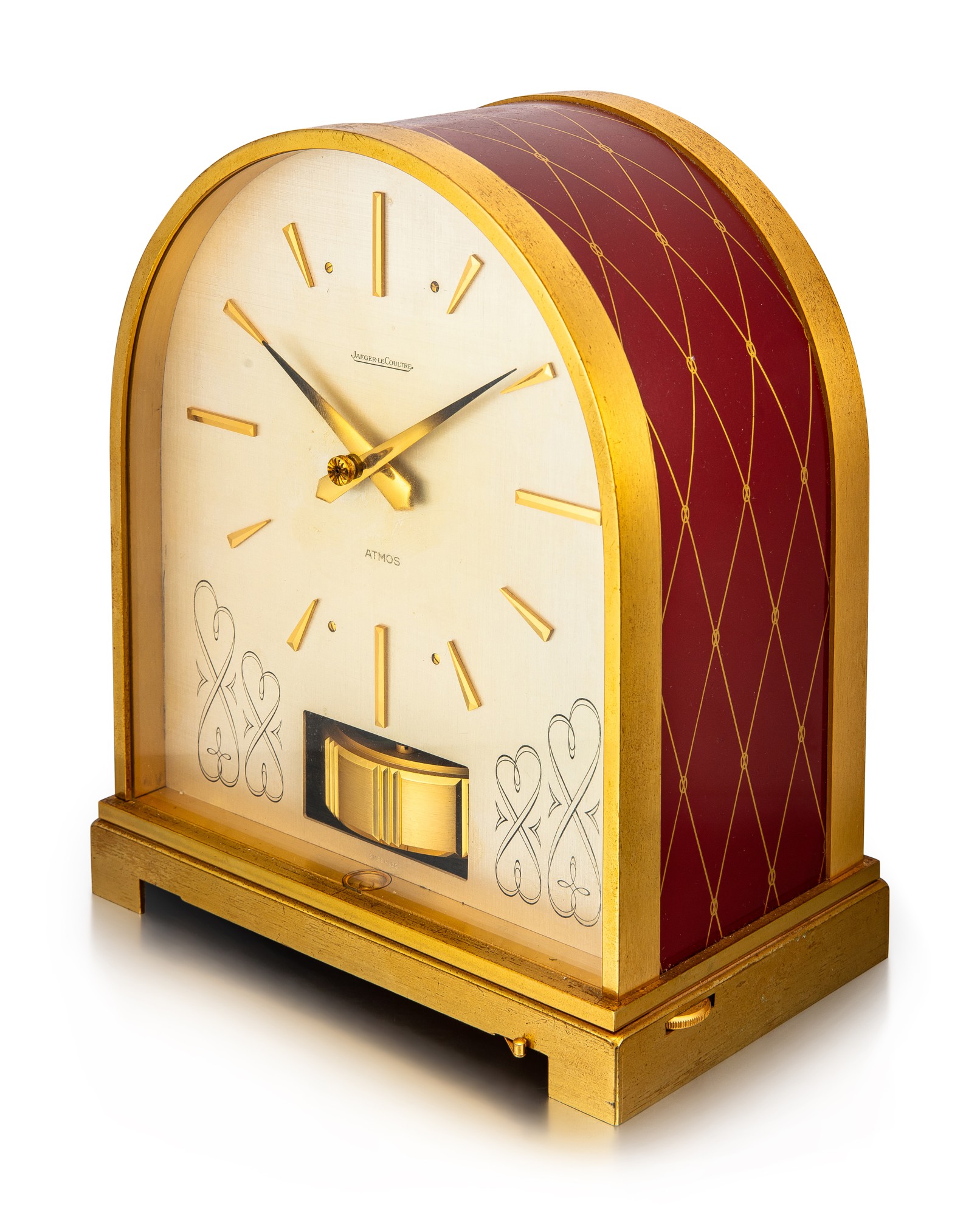 JAEGERLECOULTRE ATMOS BORNE, A GILT BRASS ATMOS CLOCK, CIRCA 1965