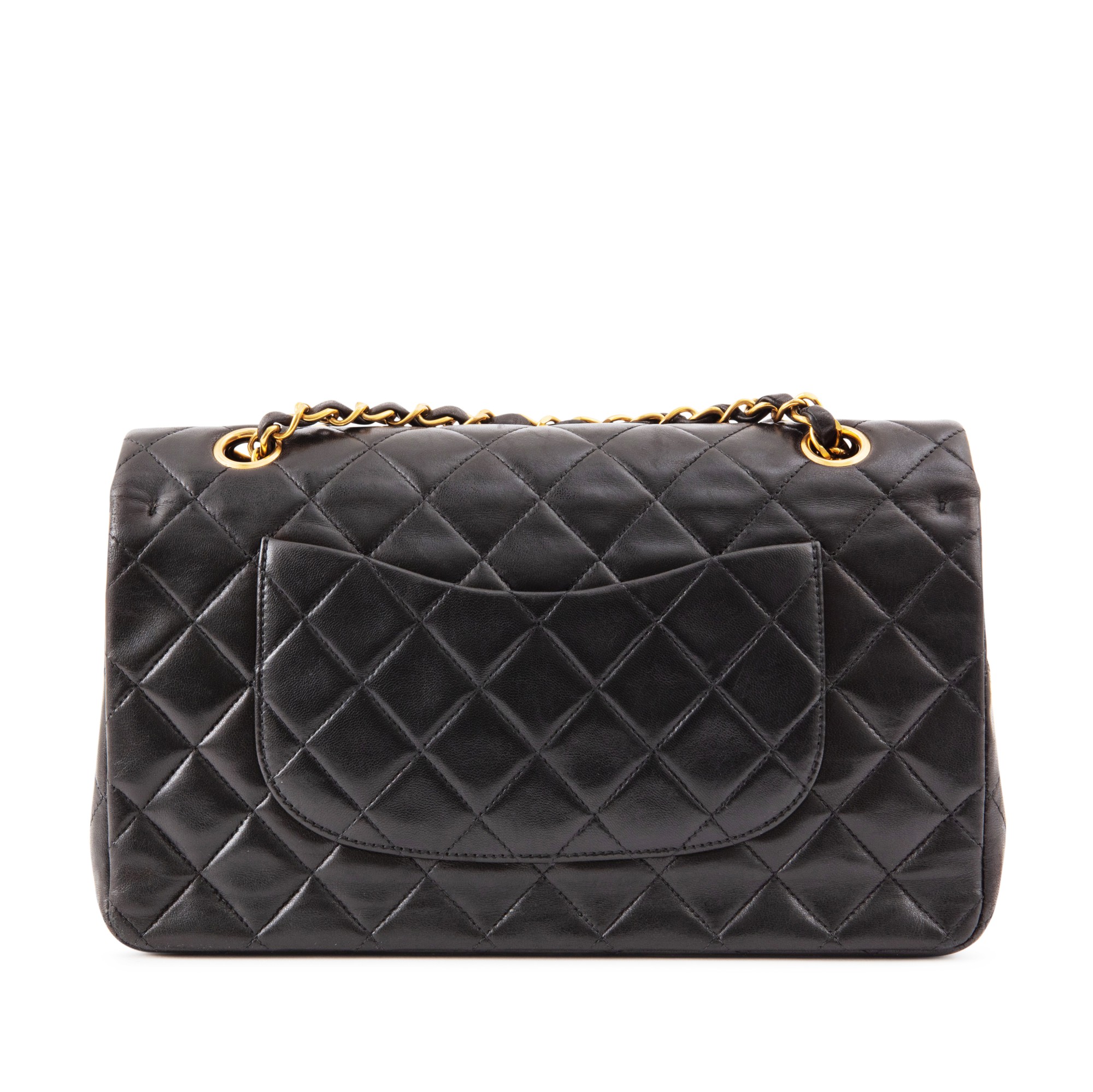 Chanel Vintage Black Quilted Lambskin Leather Classic Double Flap