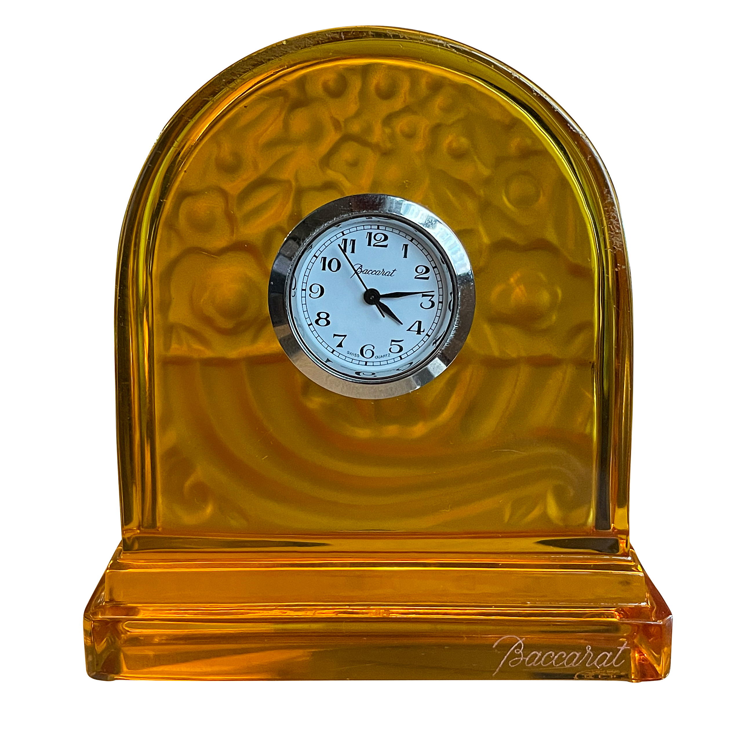 Baccarat French Crystal Basket Of Abundance Desk Clock Available