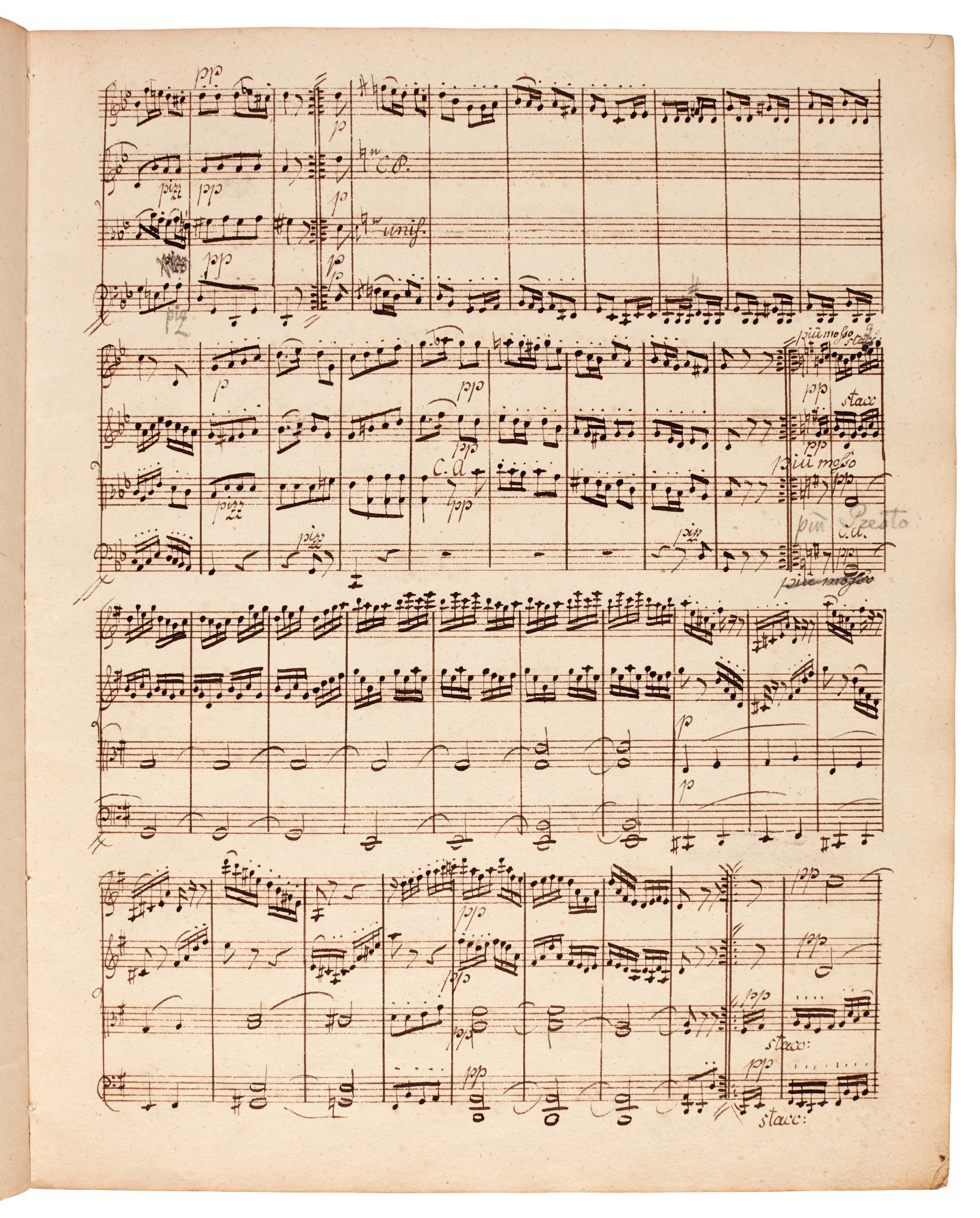 F. Mendelssohn. Manuscript of the String Quartet in Eflat op.12, with