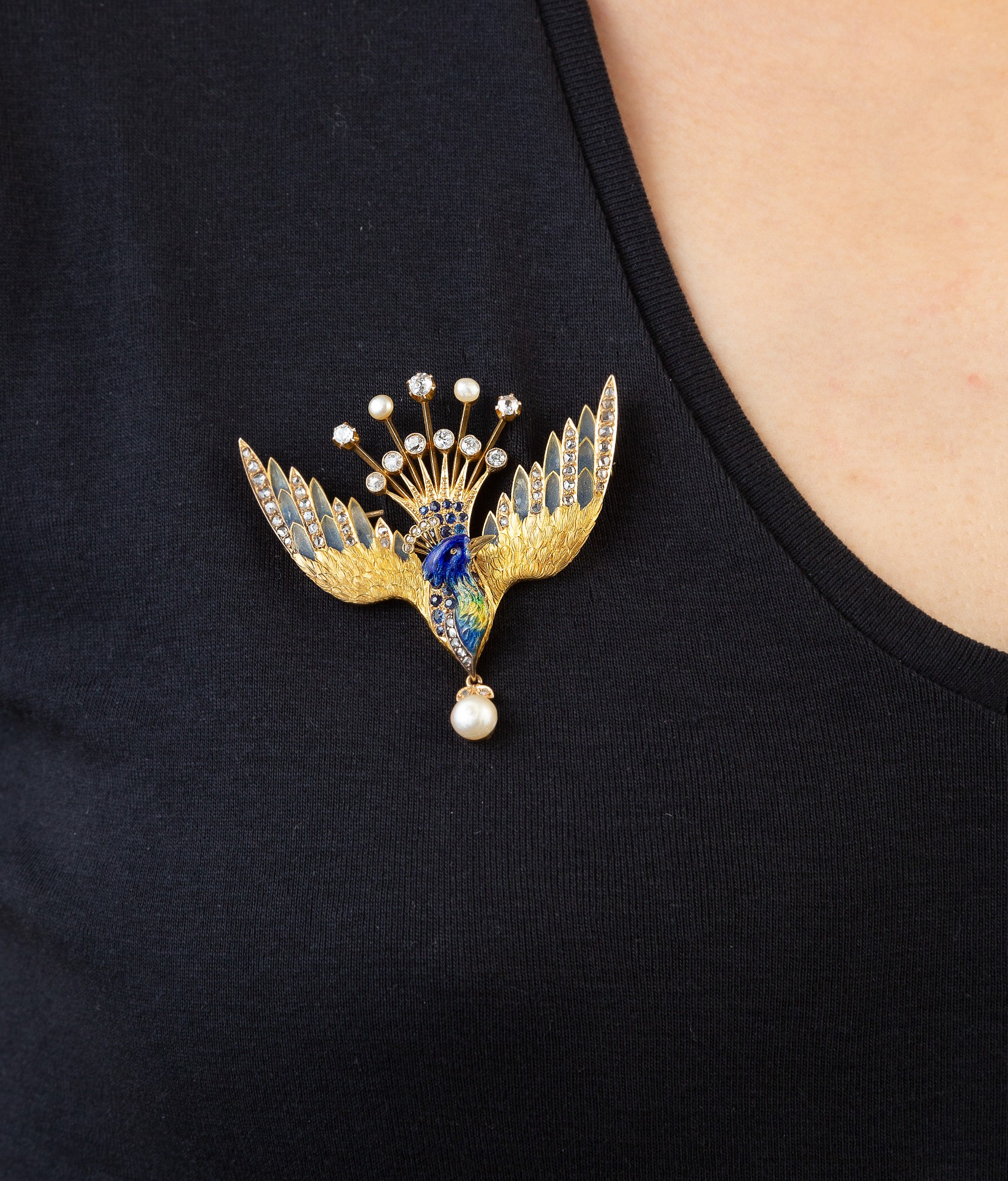 Broche Vintage Bretagne En Émail - Bijou Français Ancien, Bon État
