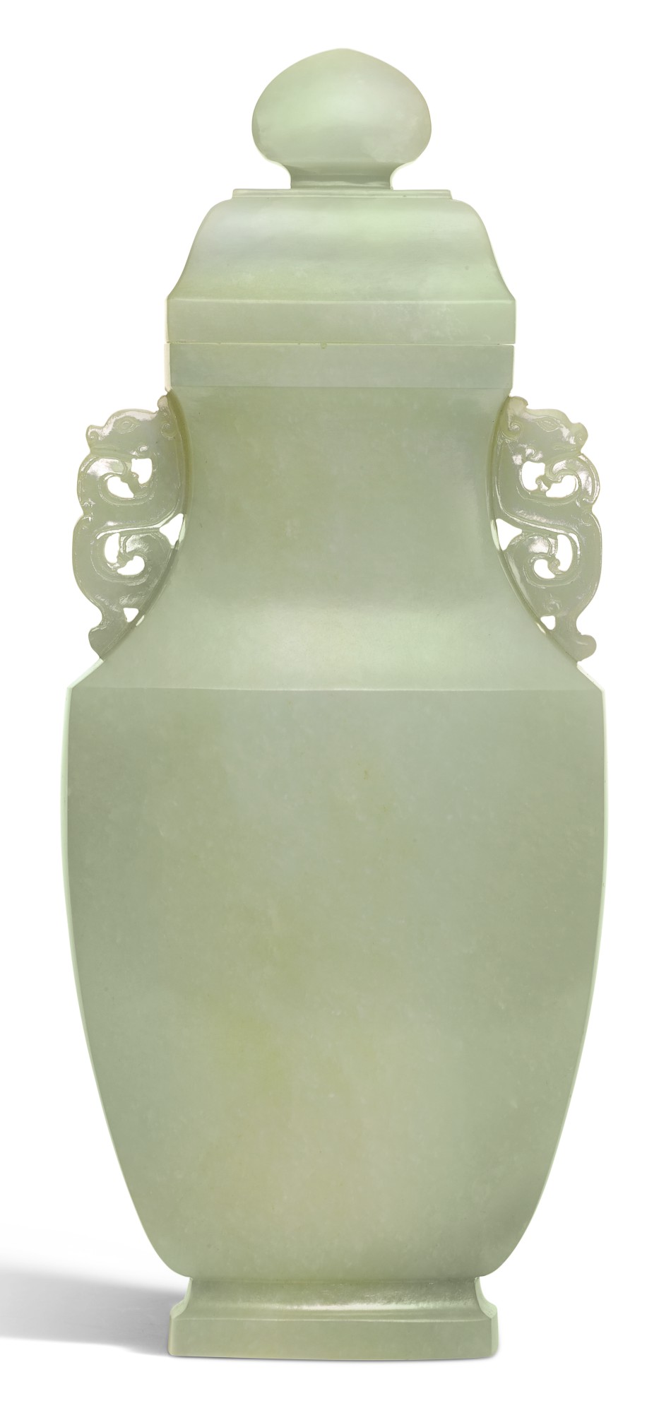 A PALE CELADON JADE VASE AND COVER QING DYNASTY, 18TH/19TH CENTURY
