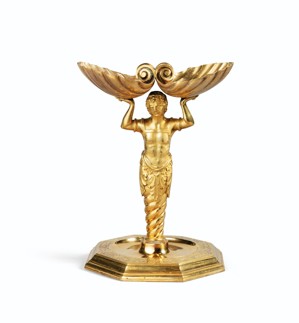 View full screen - View 1 of Lot 32. A gilt-bronze figure of a caryatid, Augsburg, late 16th – early 17th century .