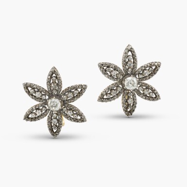 View full screen - View 1 of Lot 171. Diamond Flowerhead Earrings .
